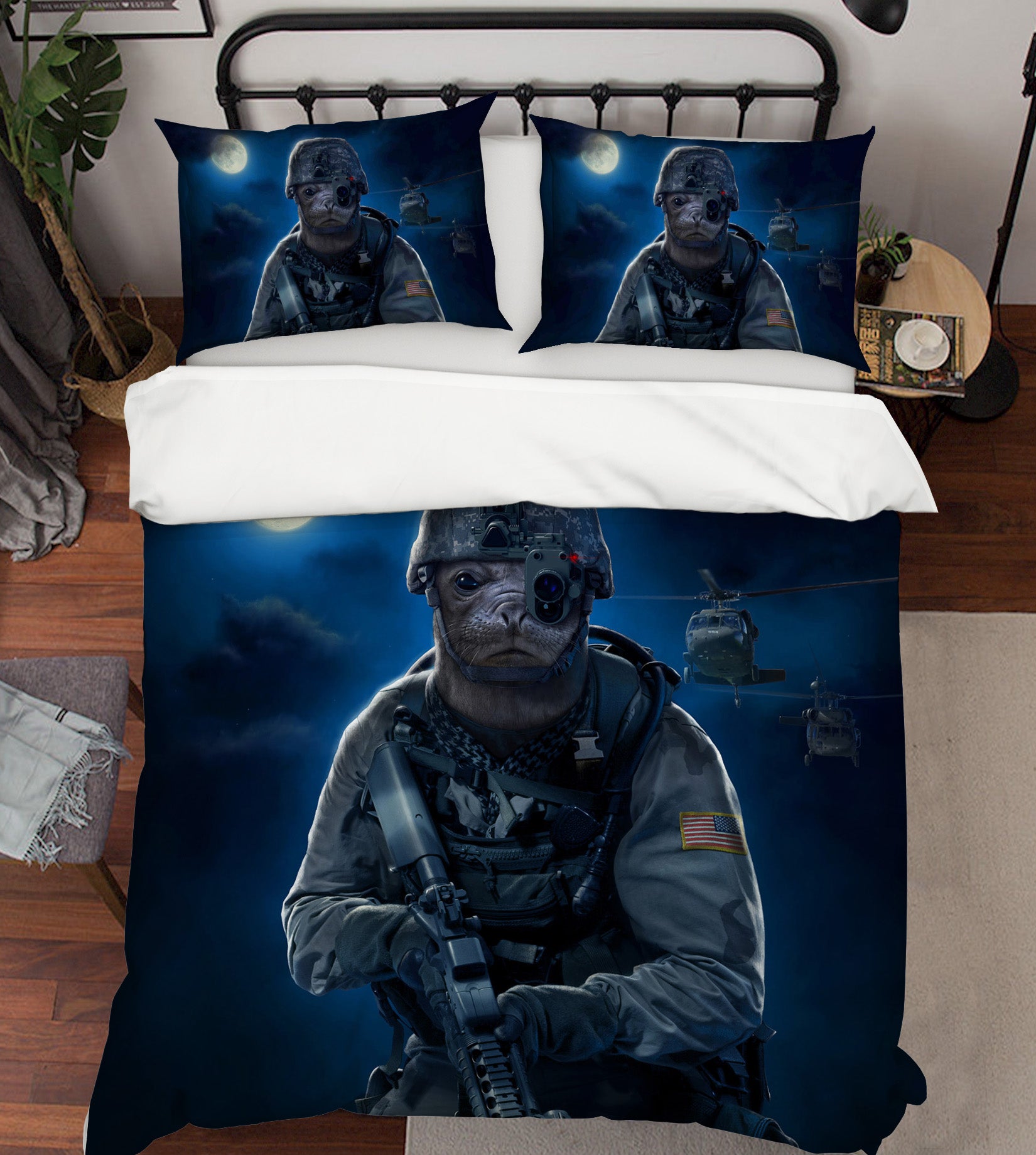 3D Moon Commando 076 Bed Pillowcases Quilt Exclusive Designer Vincent