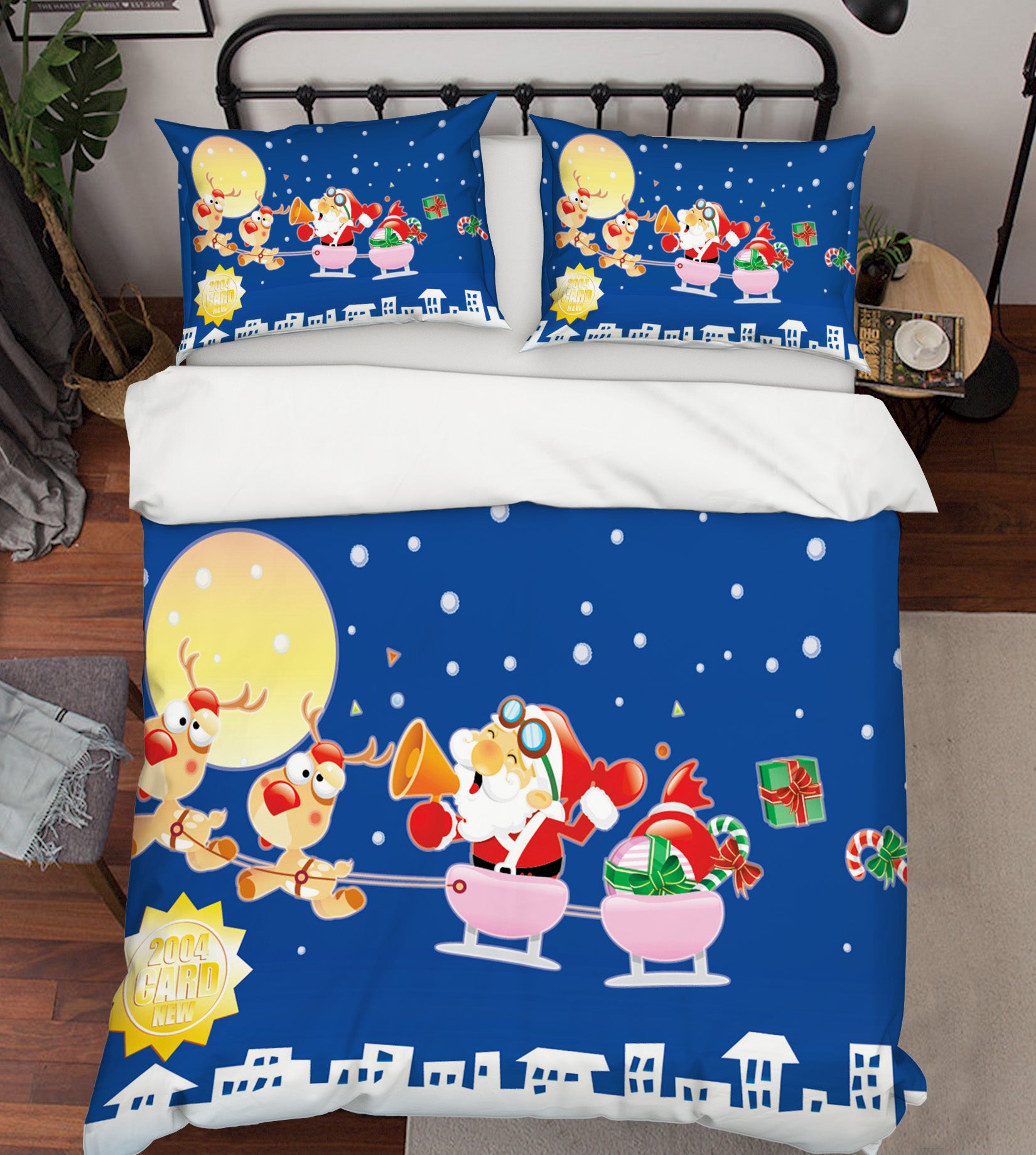 3D Santa Moon Deer 31115 Christmas Quilt Duvet Cover Xmas Bed Pillowcases
