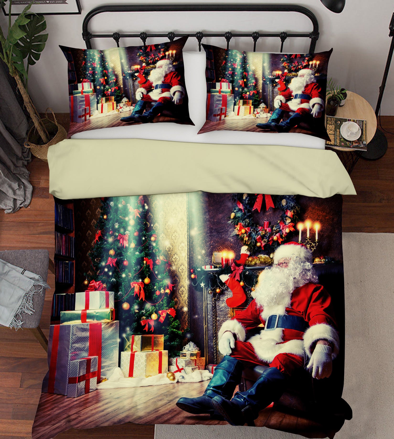 3D Santa Claus Gift Box 52117 Christmas Quilt Duvet Cover Xmas Bed Pillowcases