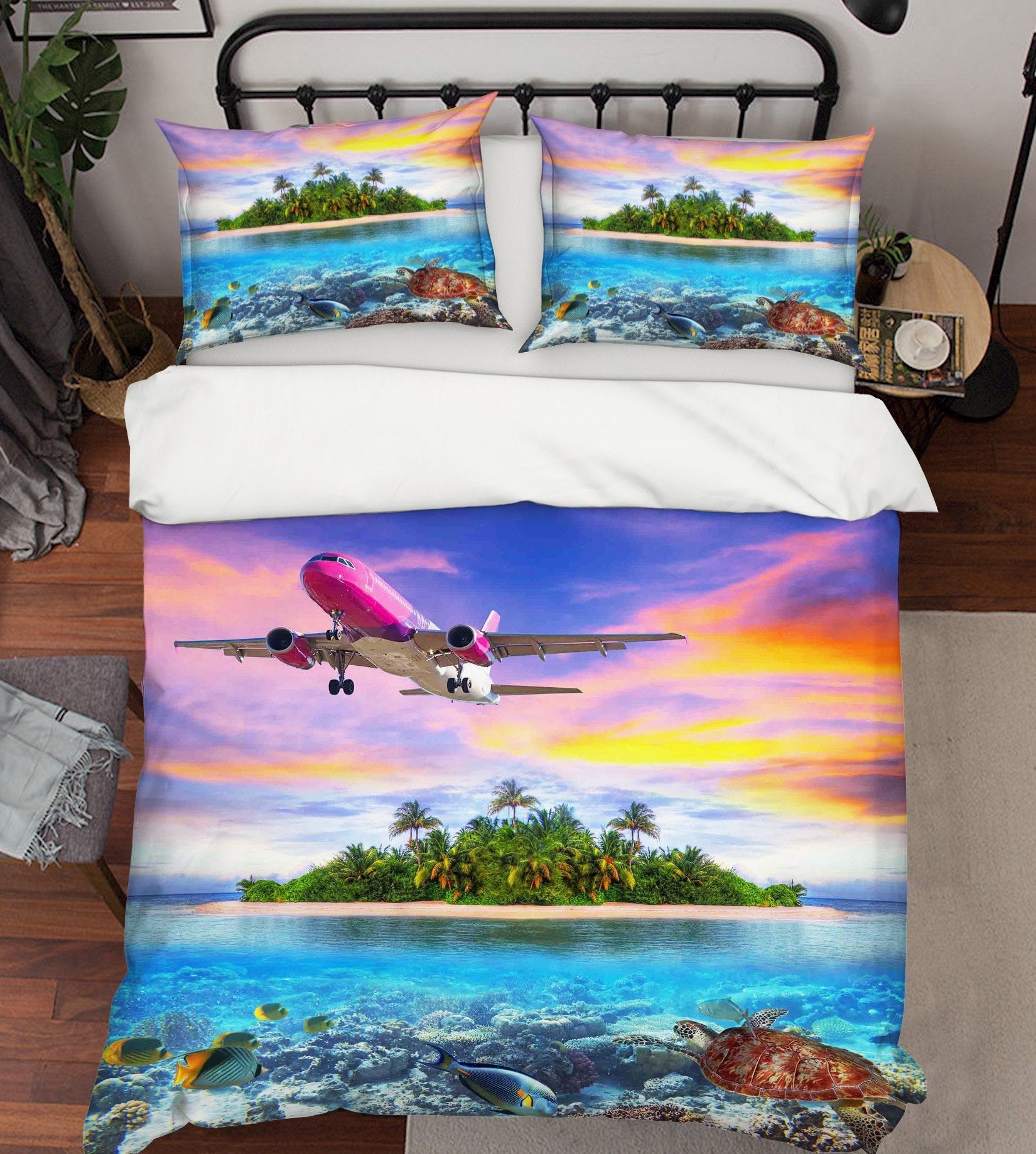 3D Island Aircraft 164 Bed Pillowcases Quilt Wallpaper AJ Wallpaper