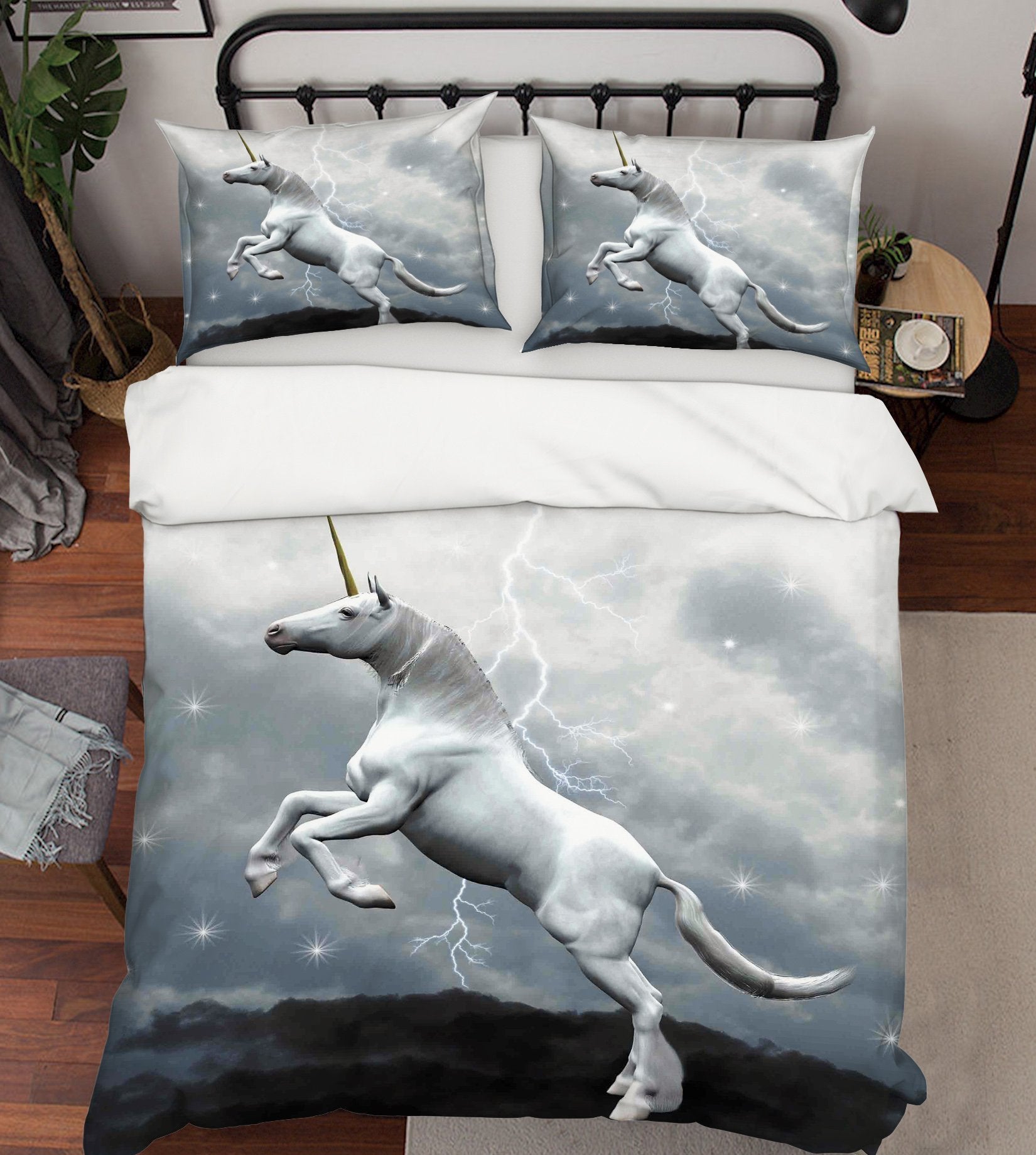 3D Lightning Star Unicorn 026 Bed Pillowcases Quilt Wallpaper AJ Wallpaper