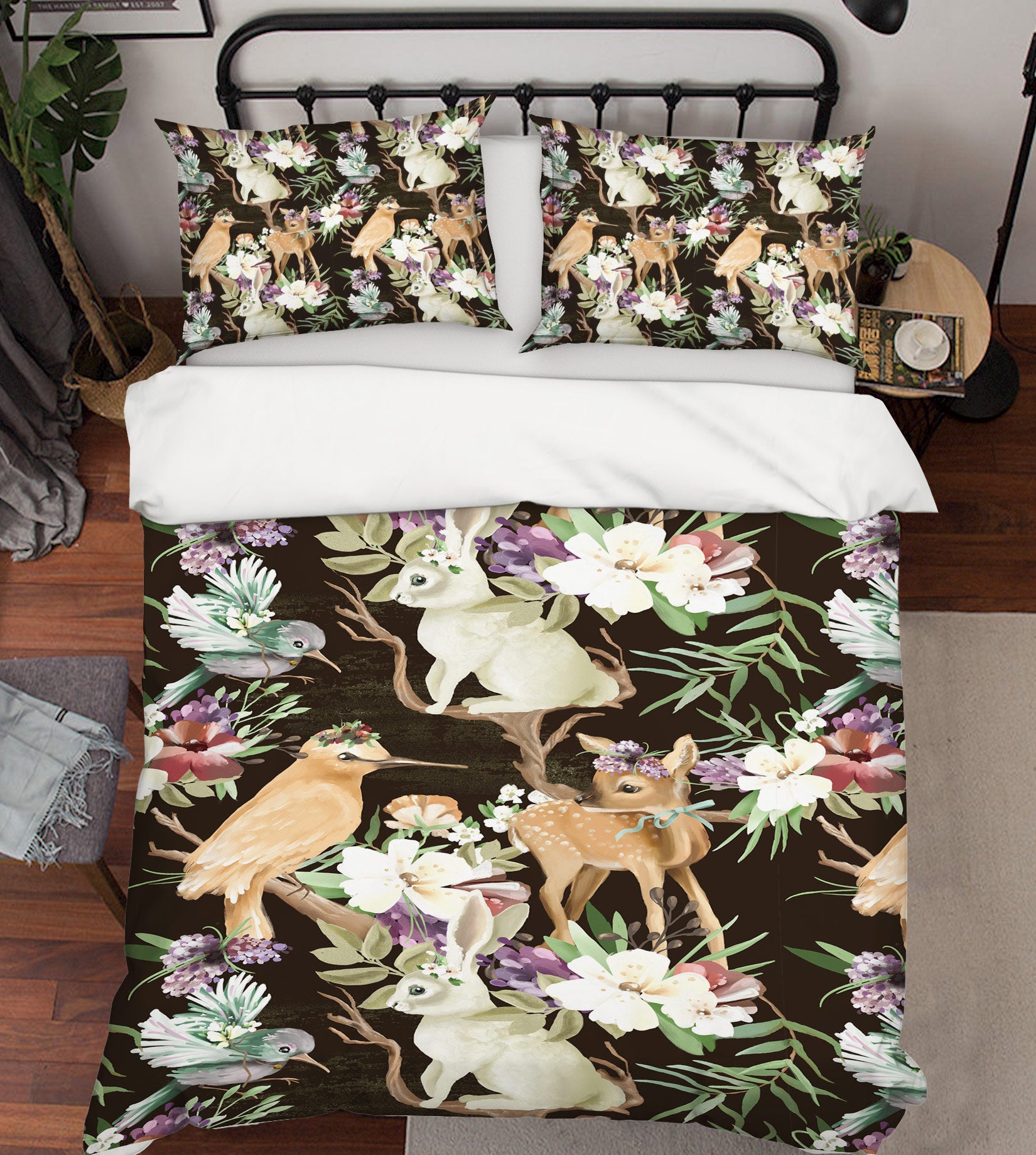 3D Fawn Rabbit 062 Bed Pillowcases Quilt