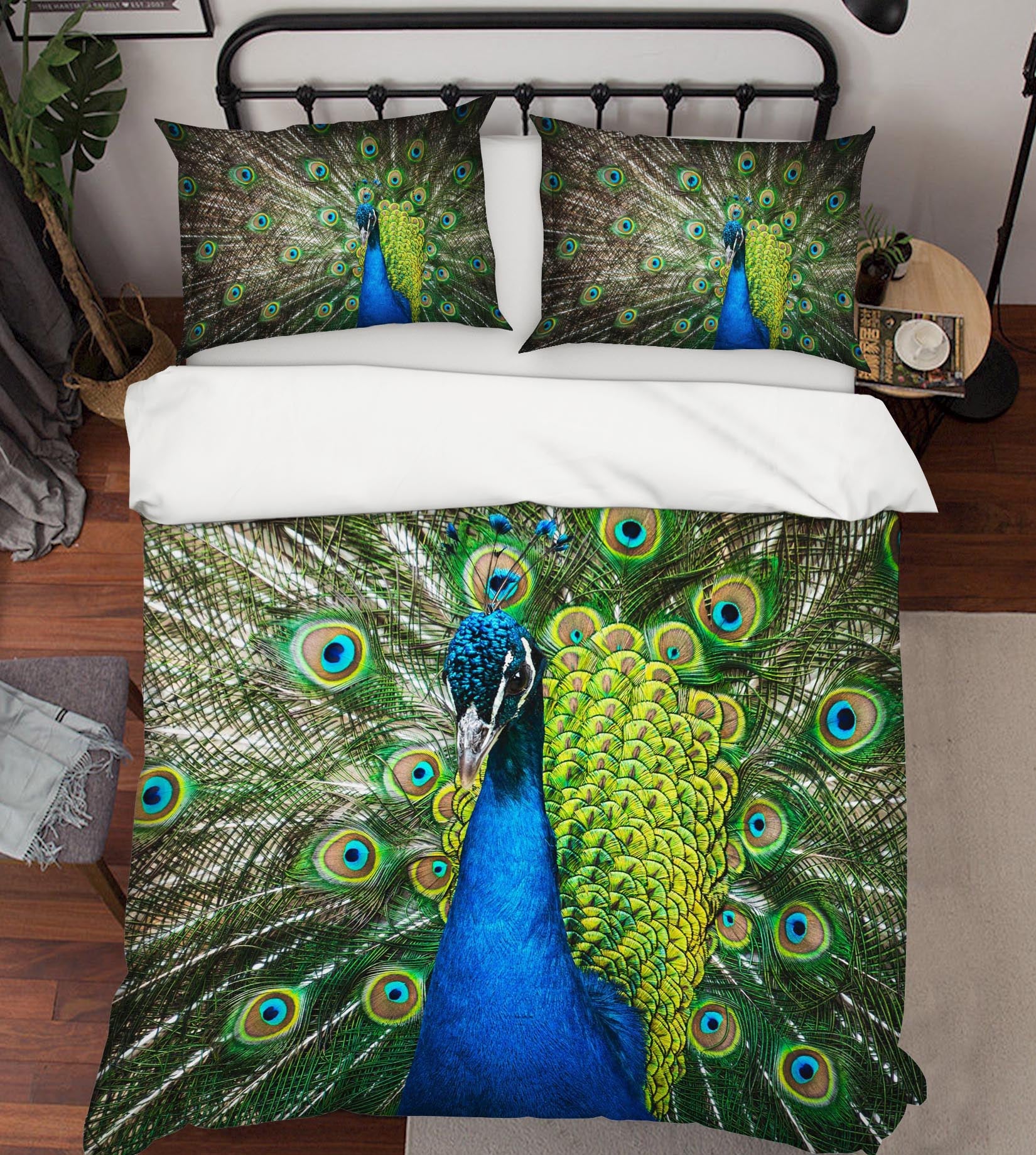 3D Peacock 1918 Bed Pillowcases Quilt