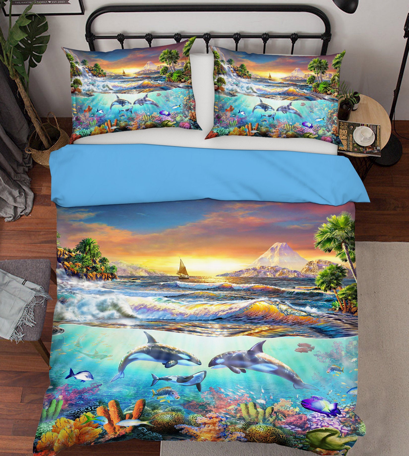 3D Atlantic Dolphins 2024 Adrian Chesterman Bedding Bed Pillowcases Quilt