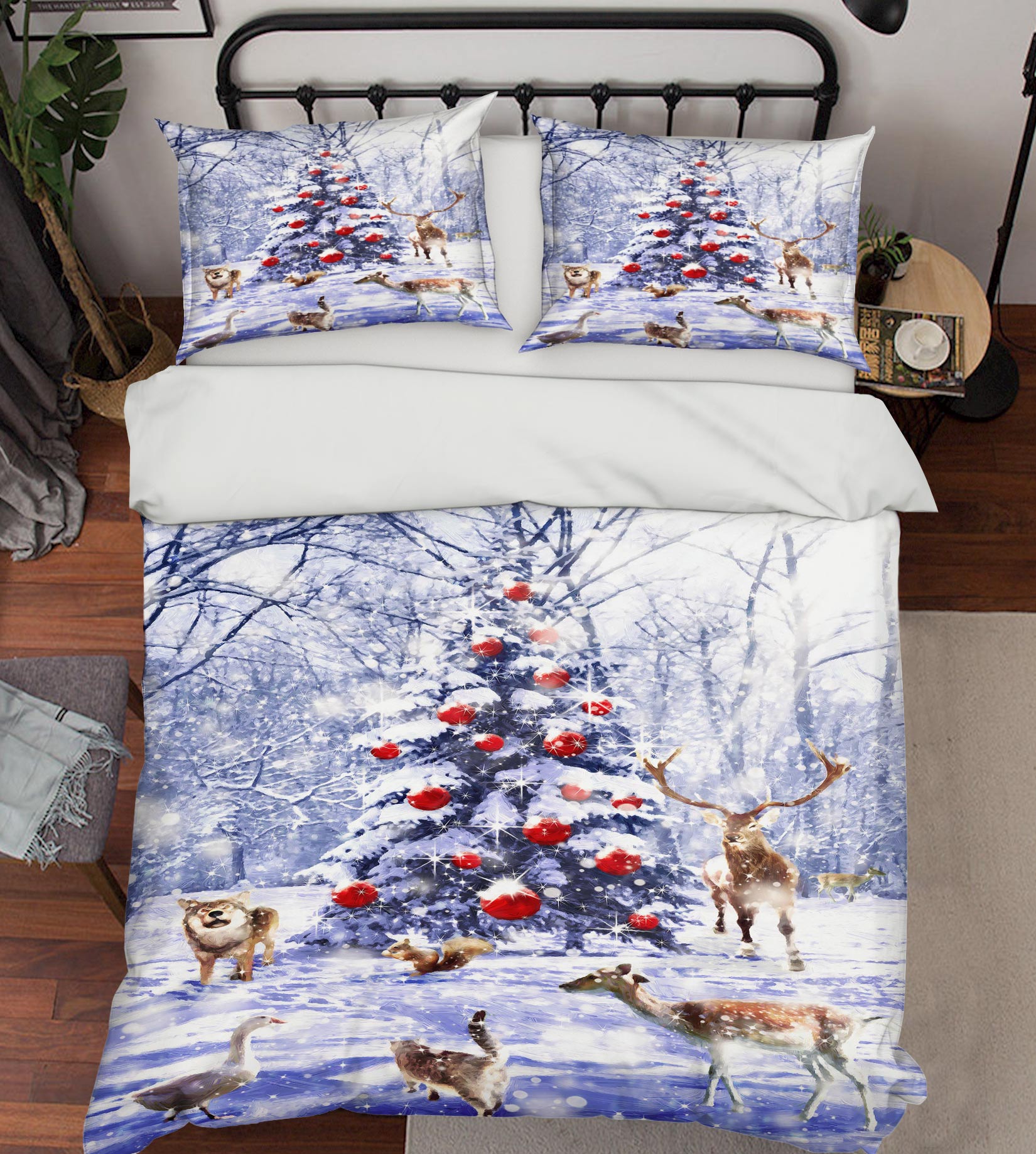 3D Snow Tree Deer 52129 Christmas Quilt Duvet Cover Xmas Bed Pillowcases
