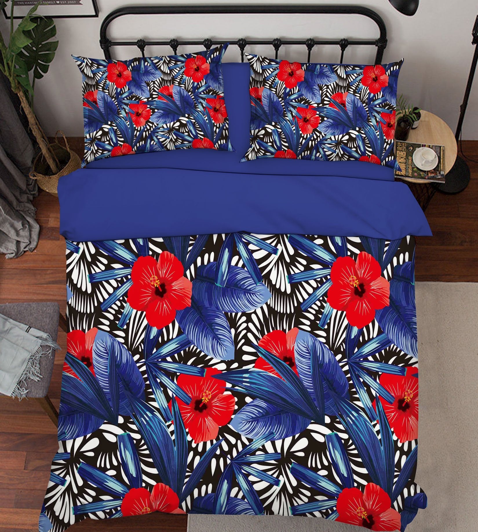 3D Red Flowers Leaves 277 Bed Pillowcases Quilt Wallpaper AJ Wallpaper