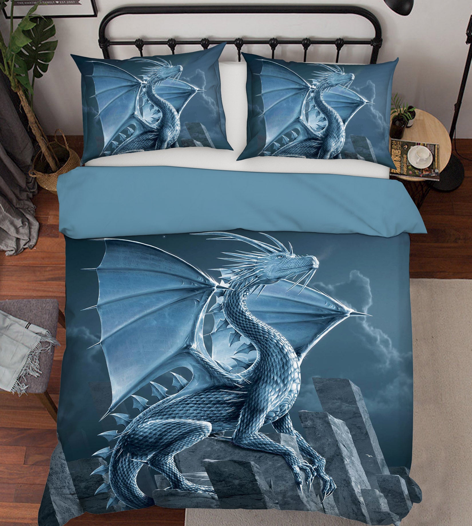 3D Silver Dragon 080 Bed Pillowcases Quilt Exclusive Designer Vincent