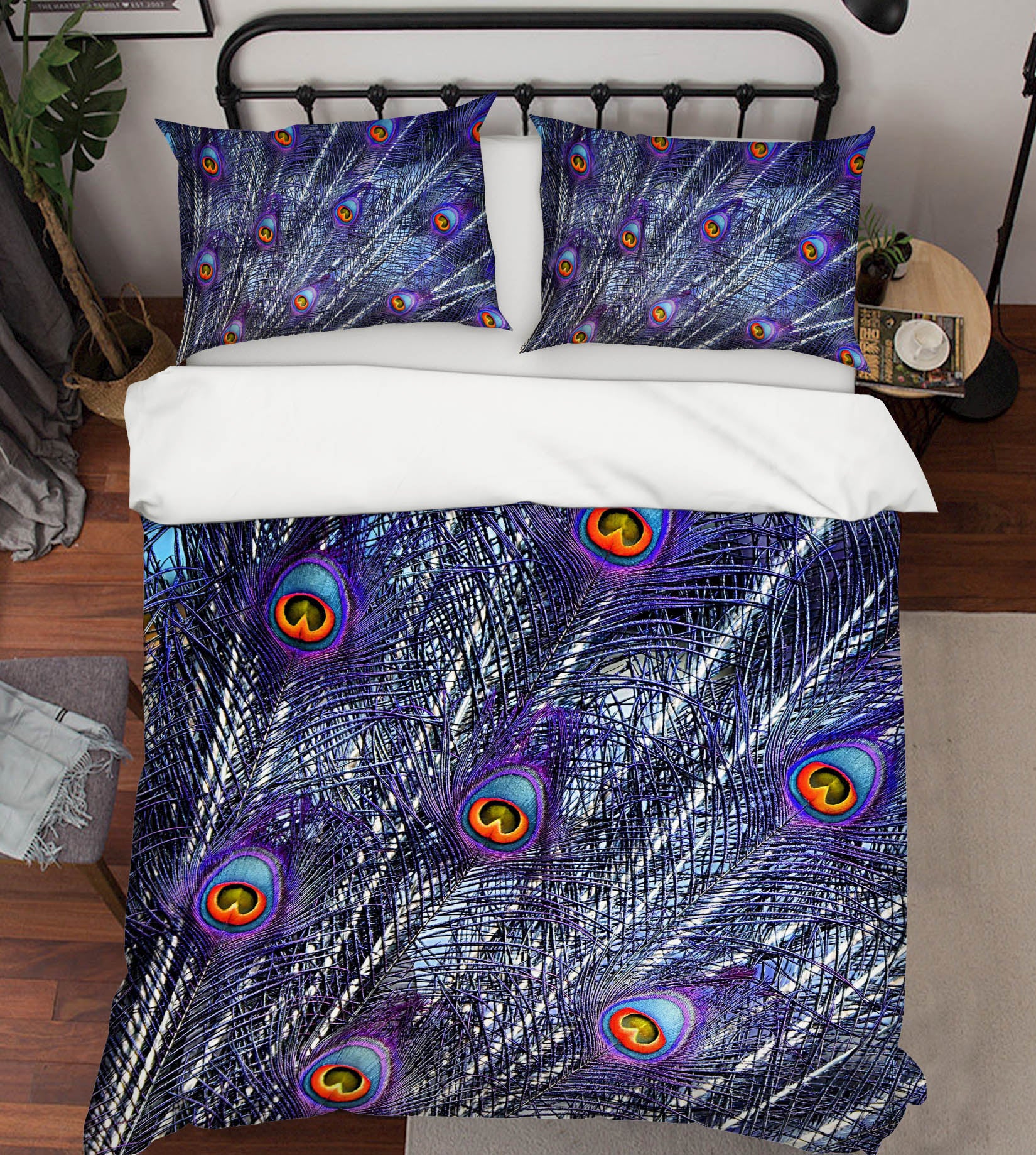 3D Purple Feather 1933 Bed Pillowcases Quilt