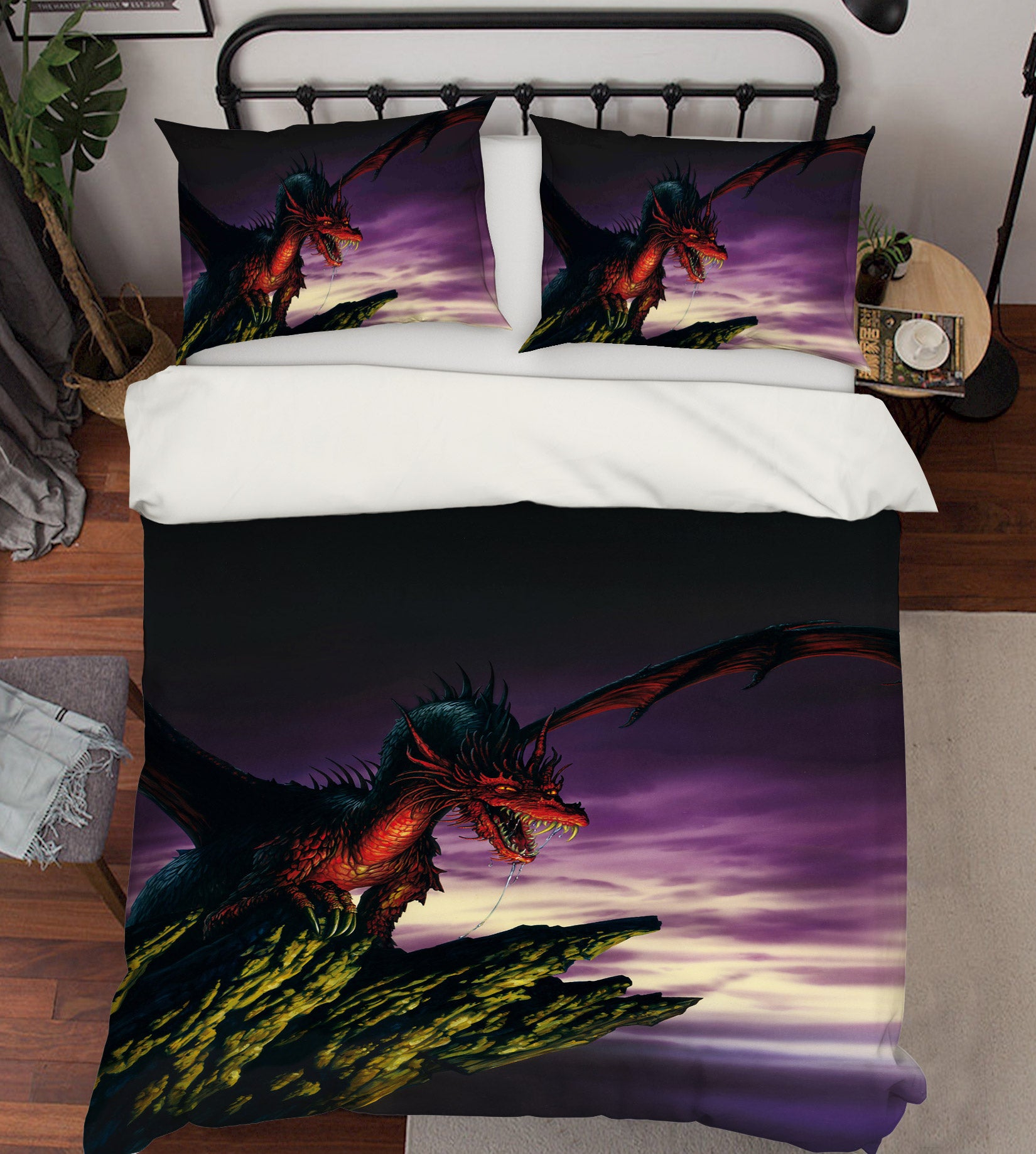 3D Red Dragon Cliff 6181 Ciruelo Bedding Bed Pillowcases Quilt