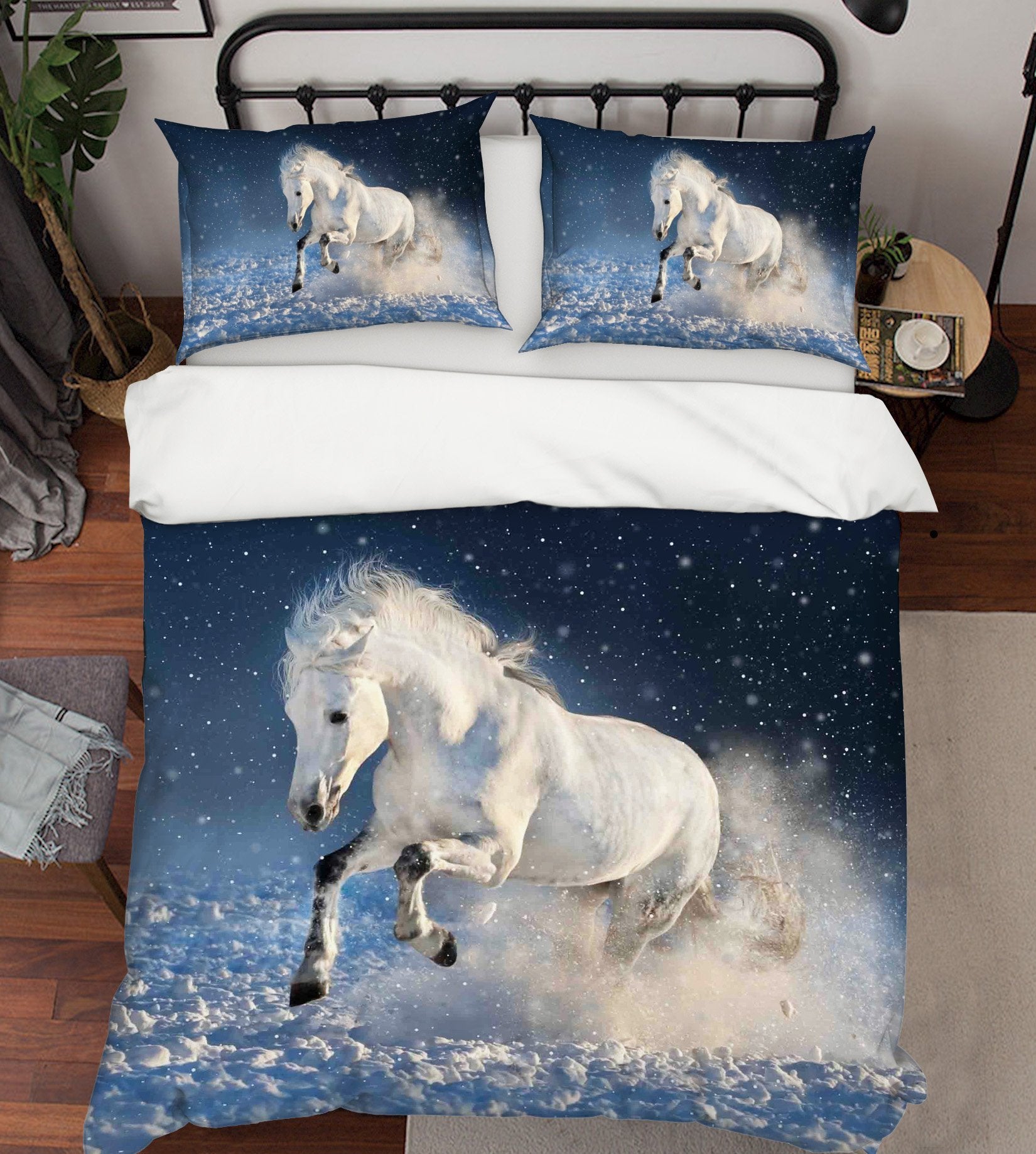 3D Run White Horse 154 Bed Pillowcases Quilt Wallpaper AJ Wallpaper