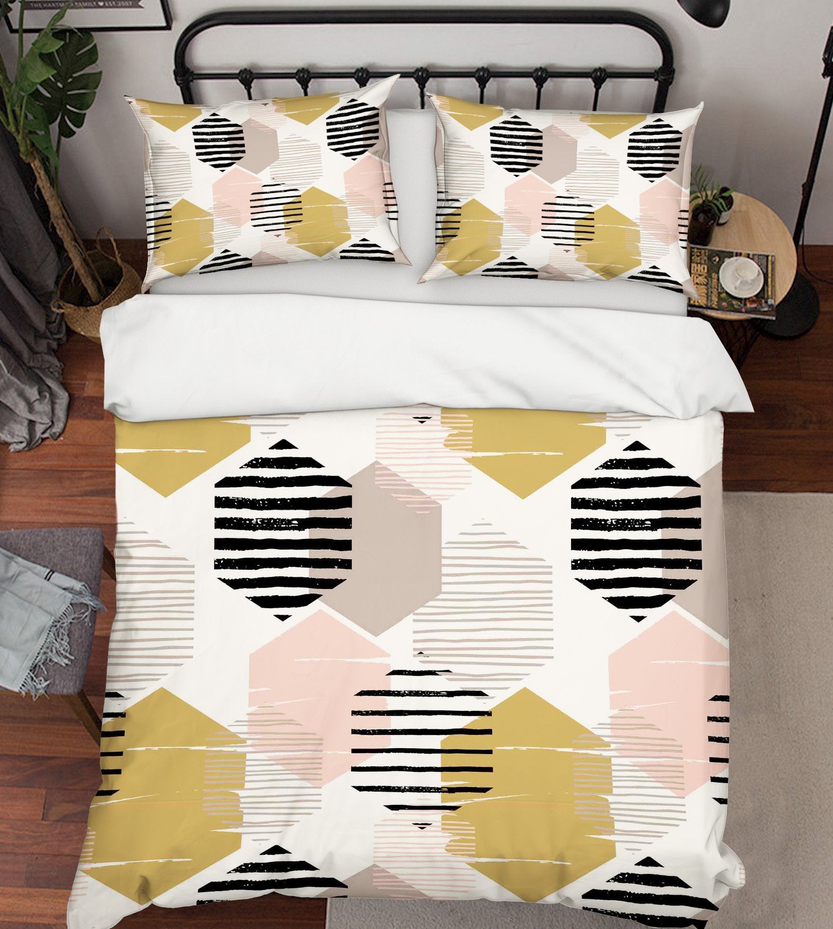 3D Hexagon Pattern 066 Bed Pillowcases Quilt Wallpaper AJ Wallpaper