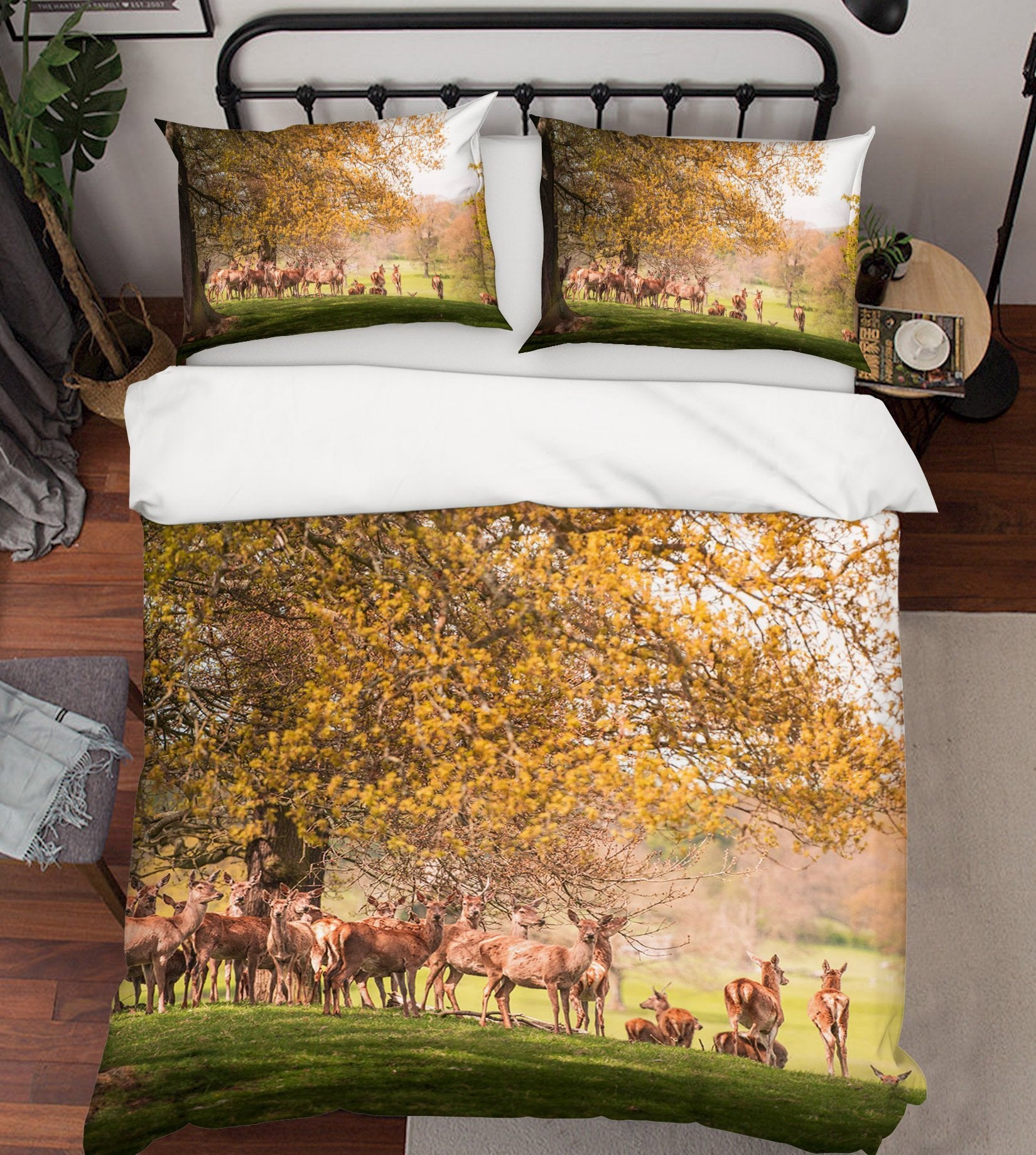 3D Forest Deer 2010 Bed Pillowcases Quilt Quiet Covers AJ Creativity Home