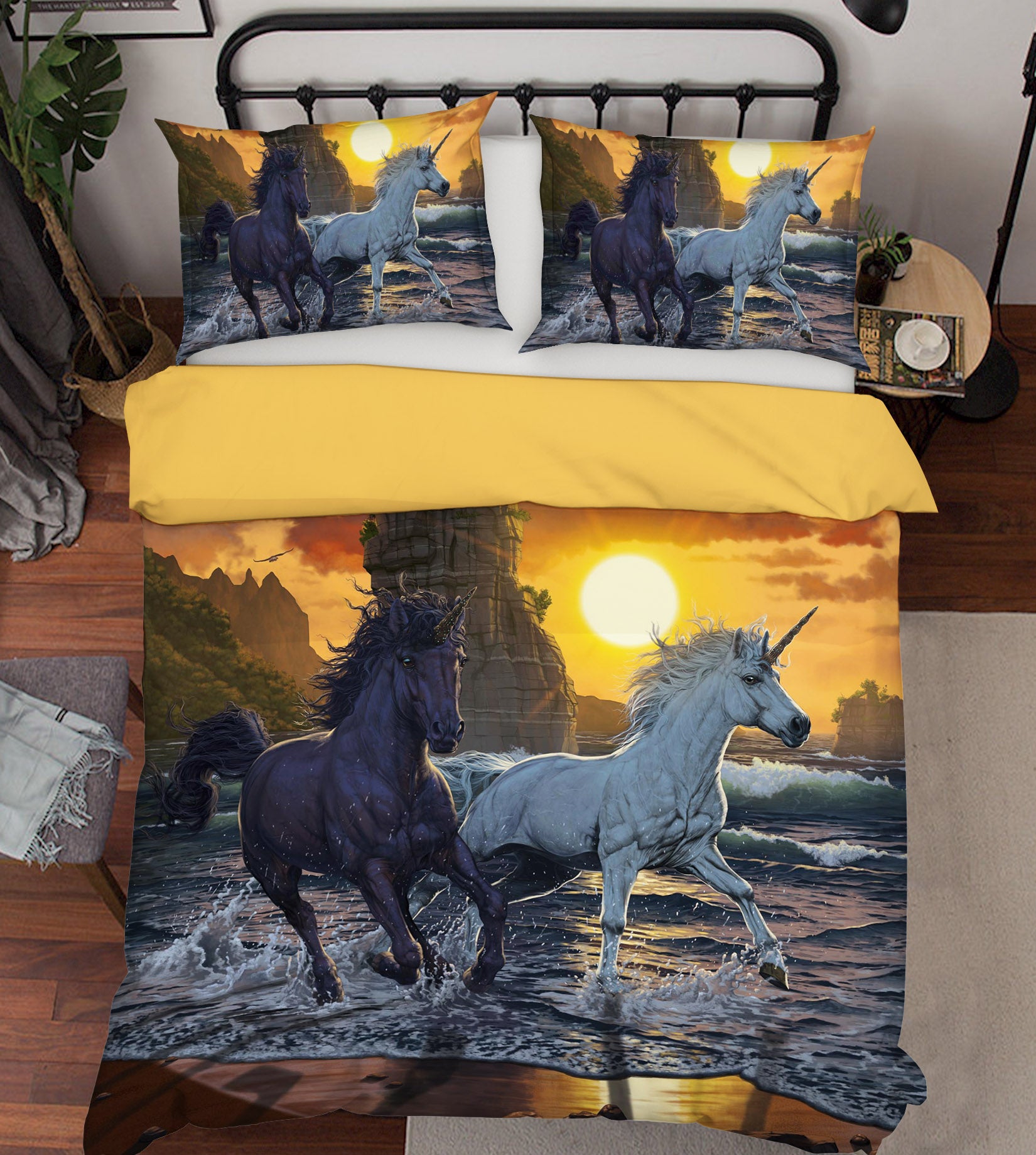 3D Unicorns In Sunset 096 Bed Pillowcases Quilt Exclusive Designer Vincent