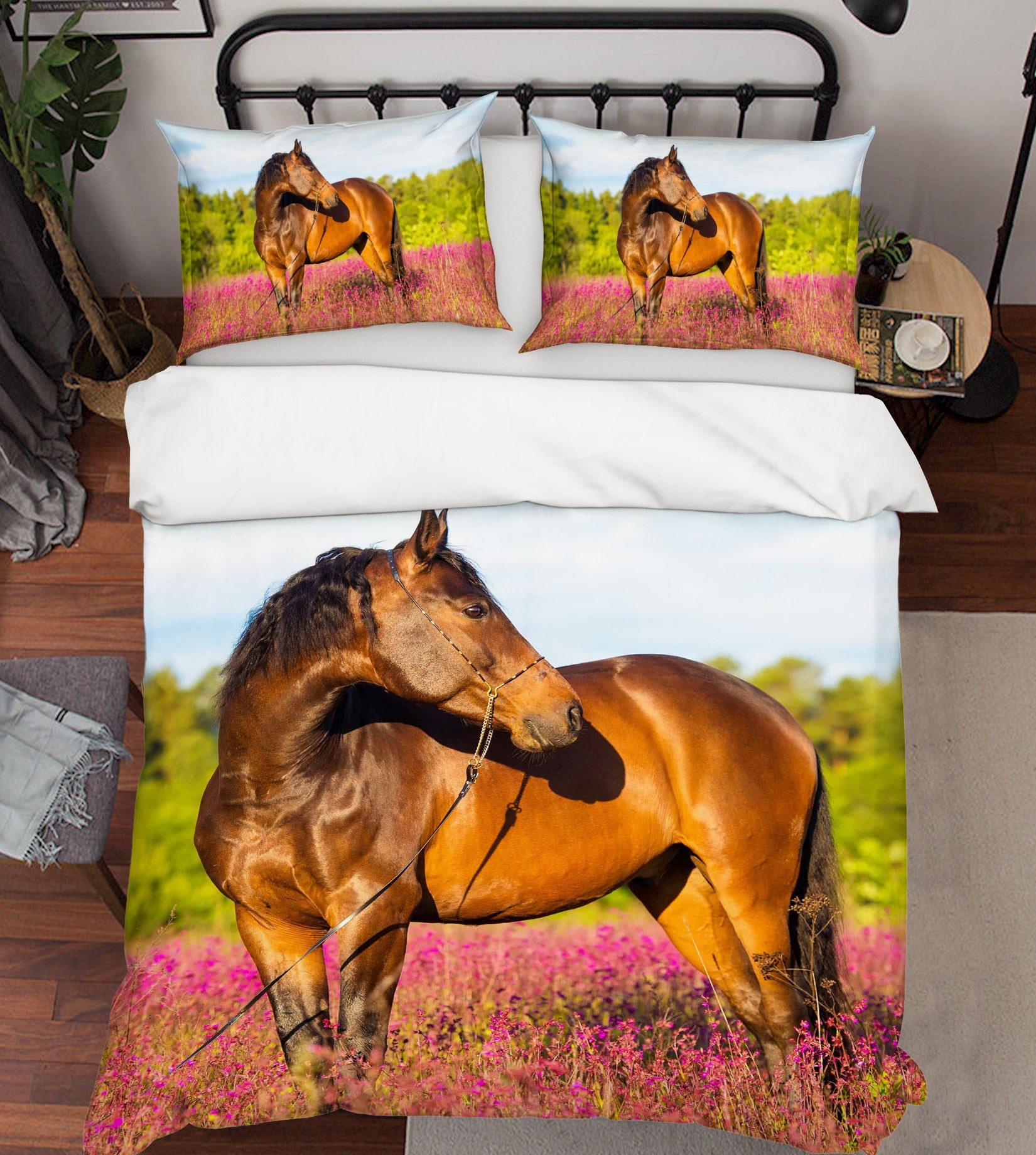 3D Garden Horse 1912 Bed Pillowcases Quilt