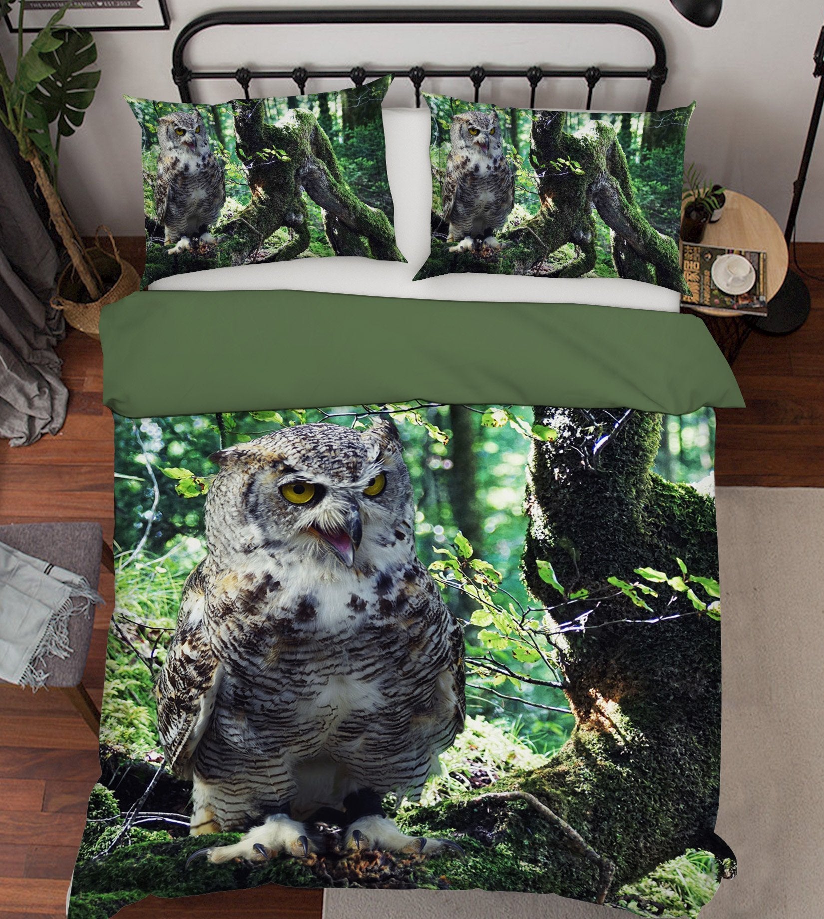 3D Owl 1980 Bed Pillowcases Quilt Quiet Covers AJ Creativity Home