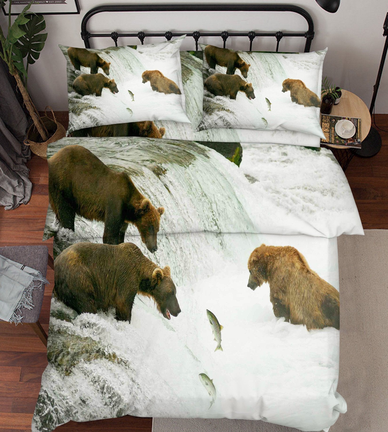 3D River Bears 118 Bed Pillowcases Quilt Wallpaper AJ Wallpaper
