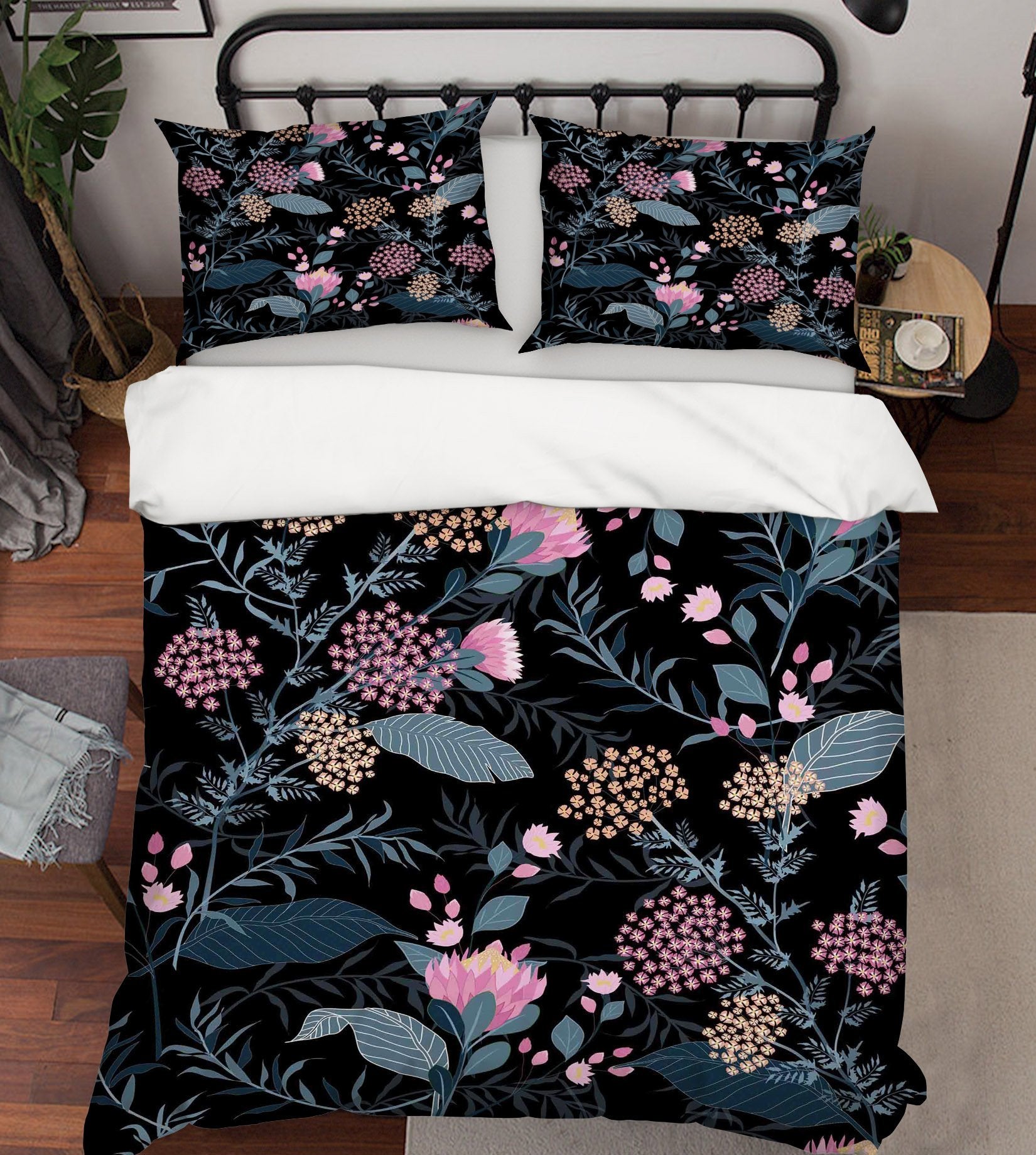 3D Black Flowers 070 Bed Pillowcases Quilt Wallpaper AJ Wallpaper