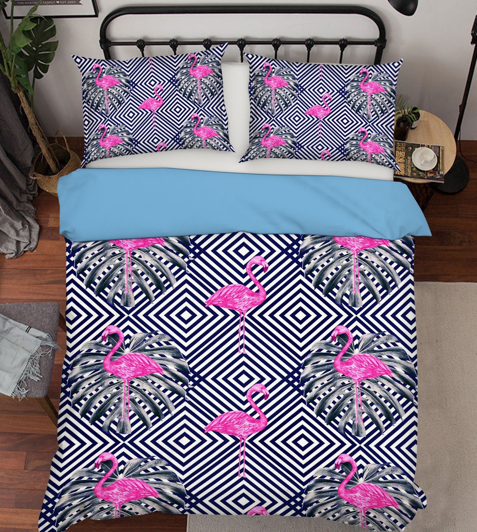 3D Flamingo Plants 040 Bed Pillowcases Quilt Wallpaper AJ Wallpaper