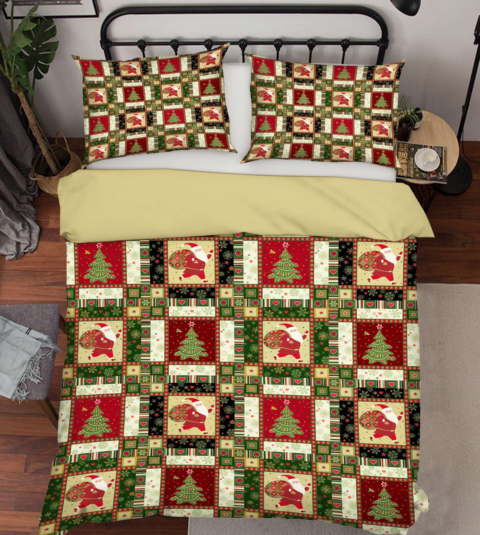 3D Tree Santa Claus Pattern 52149 Christmas Quilt Duvet Cover Xmas Bed Pillowcases
