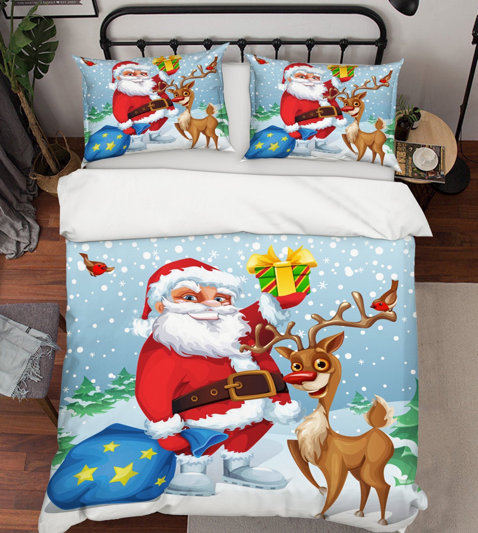 3D Christmas Old Head Antler 48 Bed Pillowcases Quilt Quiet Covers AJ Creativity Home