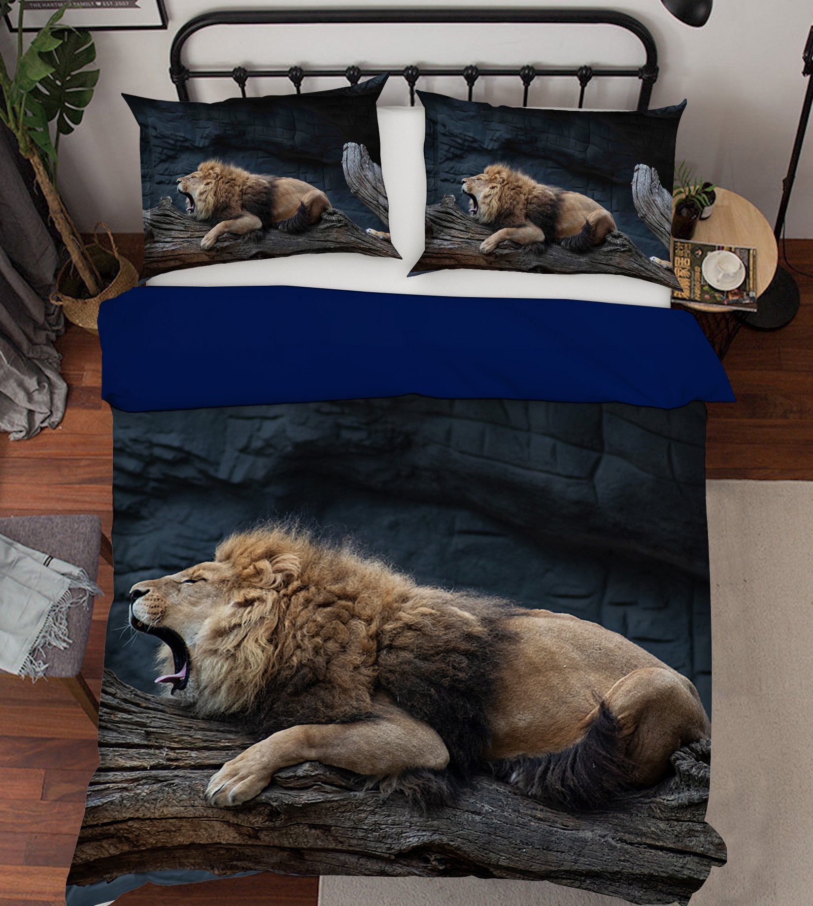 3D Lion Squatting 1976 Bed Pillowcases Quilt Quiet Covers AJ Creativity Home