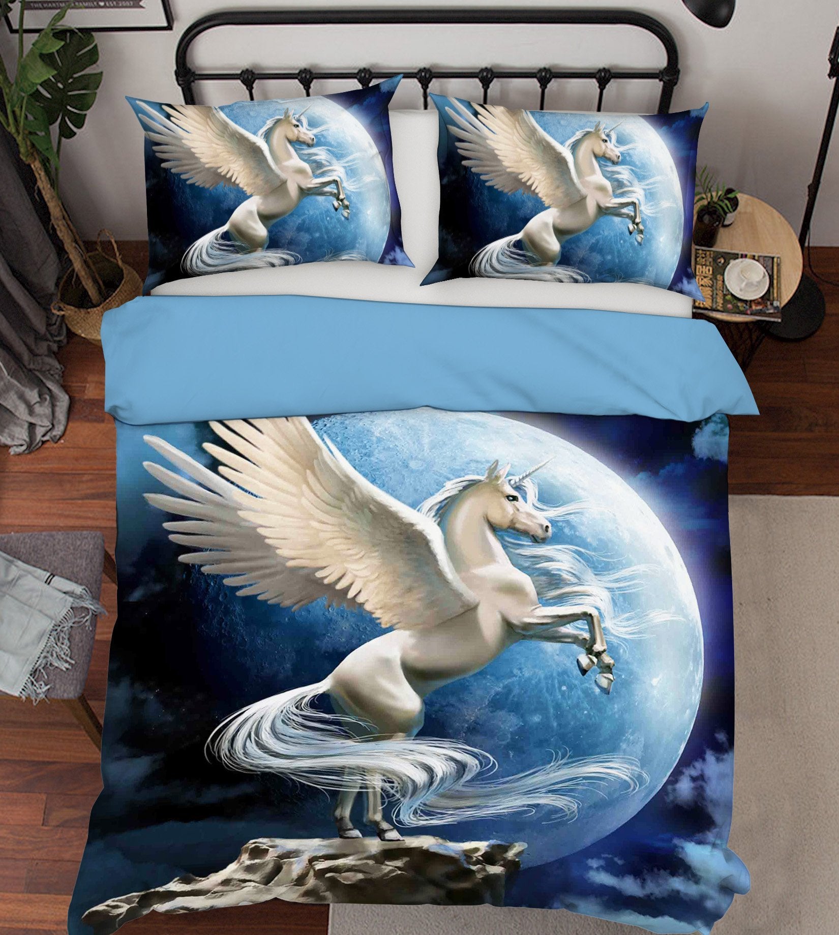 3D Round Moon Unicorn 046 Bed Pillowcases Quilt Wallpaper AJ Wallpaper