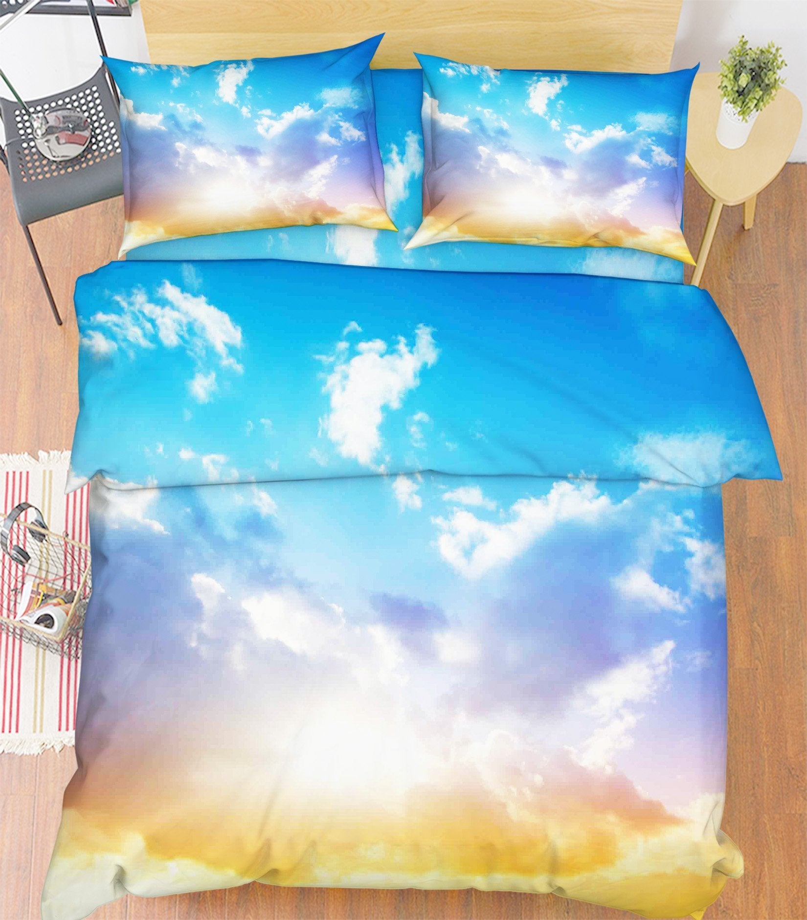 3D Bright Blue Sky 3 Bed Pillowcases Quilt Wallpaper AJ Wallpaper