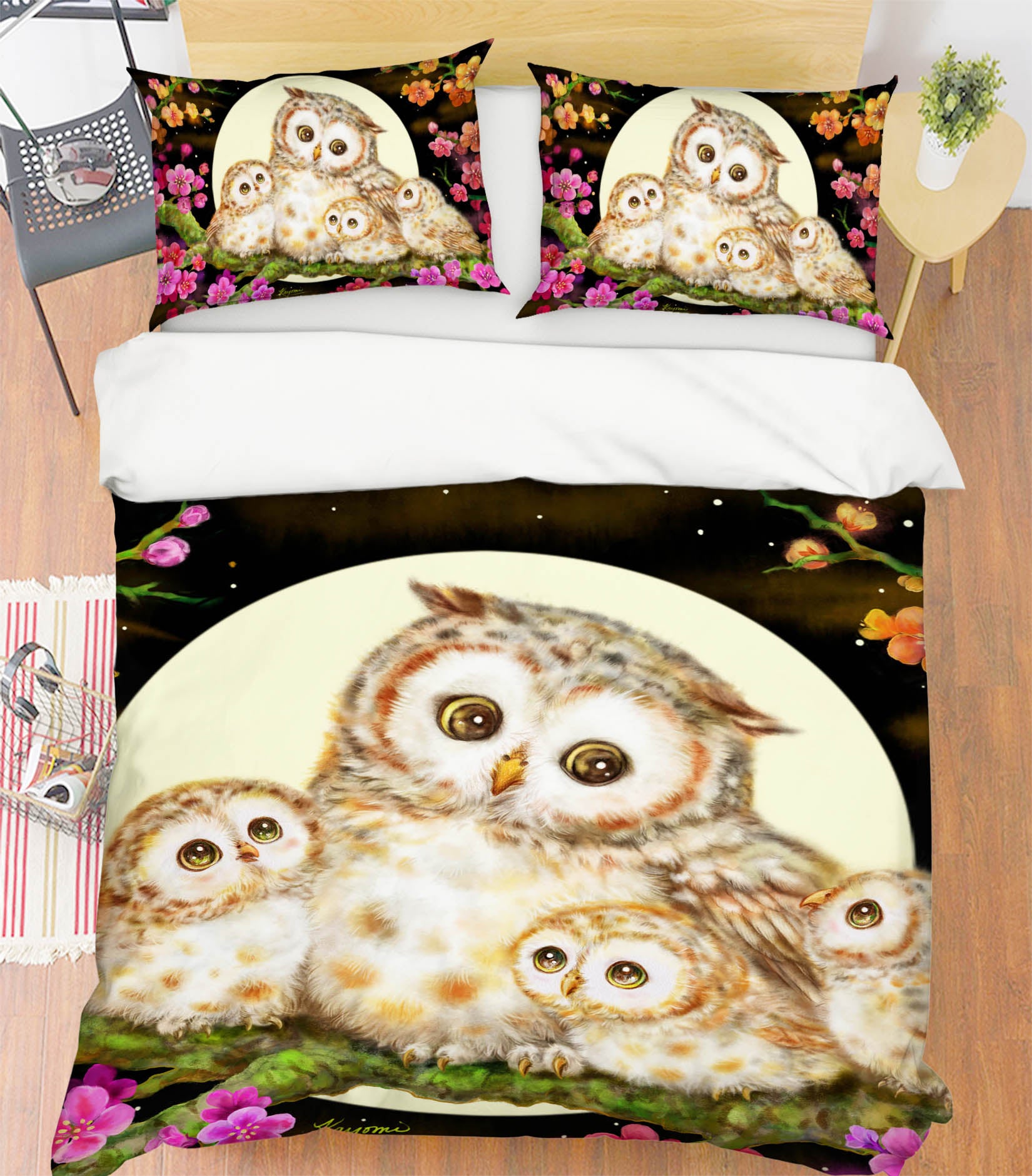 3D Cute Owl Moon 5939 Kayomi Harai Bedding Bed Pillowcases Quilt Cover Duvet Cover
