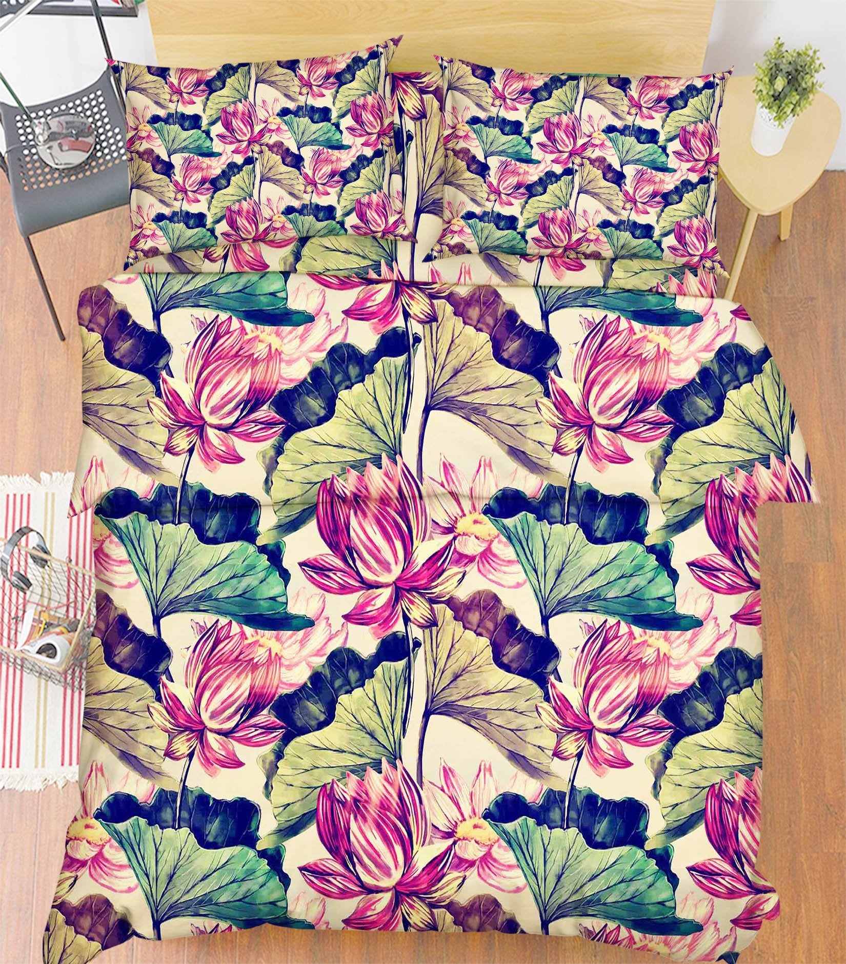 3D Lotus Flowers Painting 42 Bed Pillowcases Quilt Wallpaper AJ Wallpaper