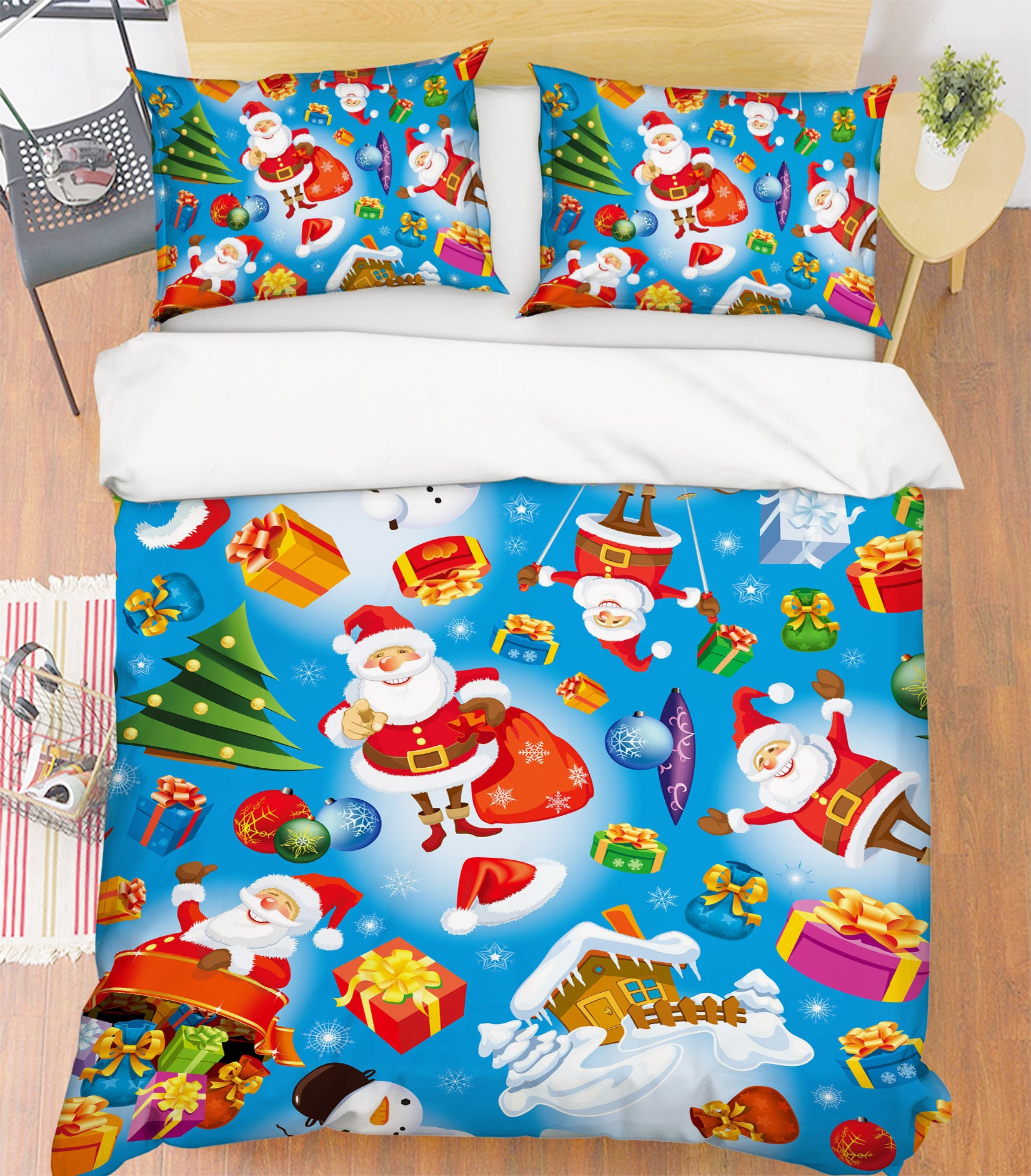 3D Santa Claus Pattern 52236 Christmas Quilt Duvet Cover Xmas Bed Pillowcases