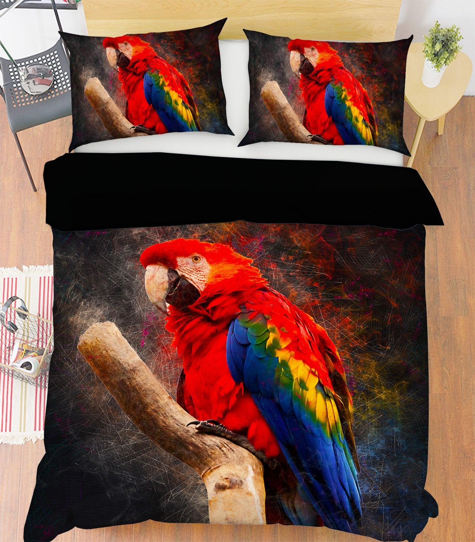 3D Colorful Parrot 1919 Bed Pillowcases Quilt Quiet Covers AJ Creativity Home