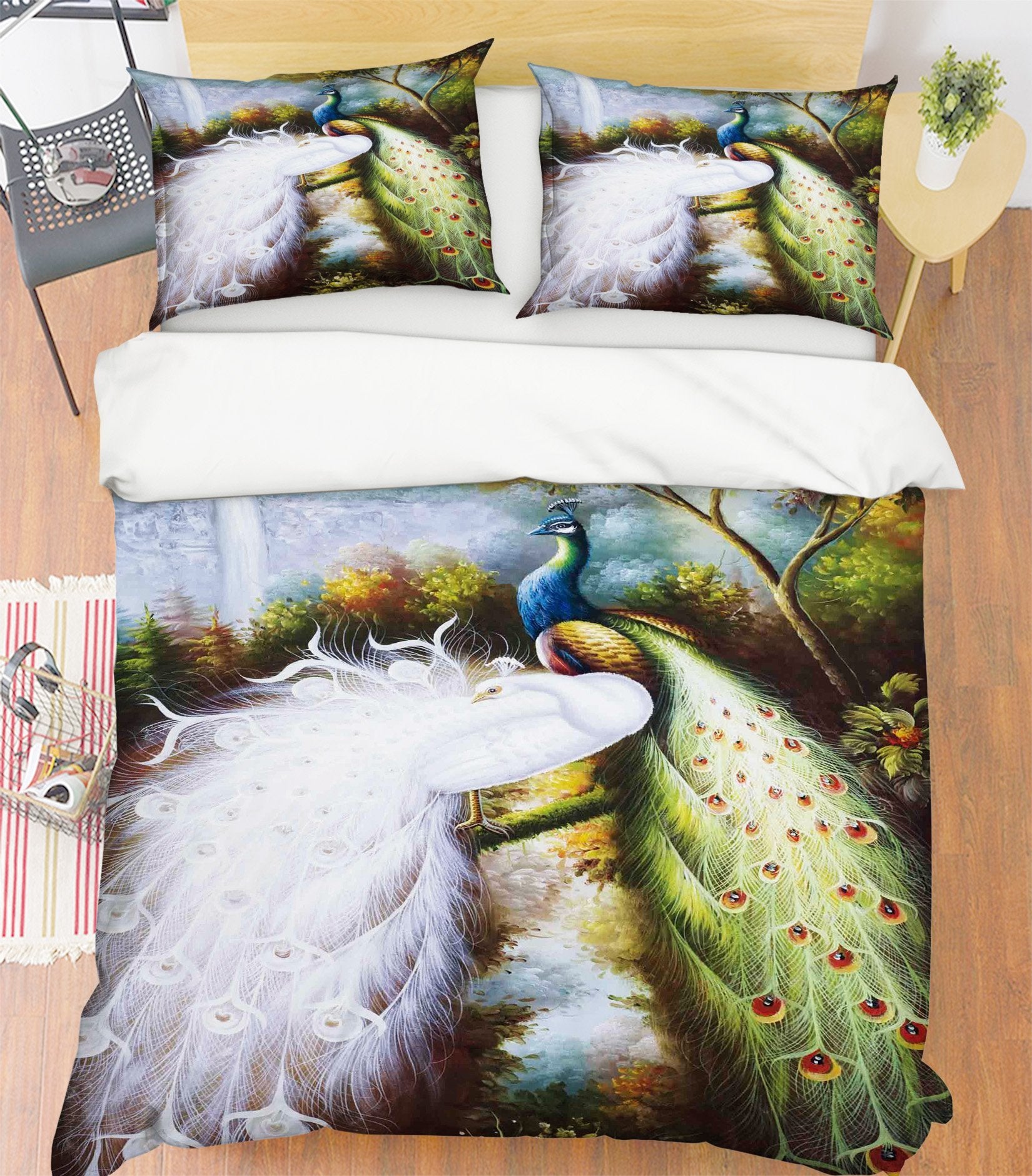 3D Beautiful Peacock 015 Bed Pillowcases Quilt Wallpaper AJ Wallpaper