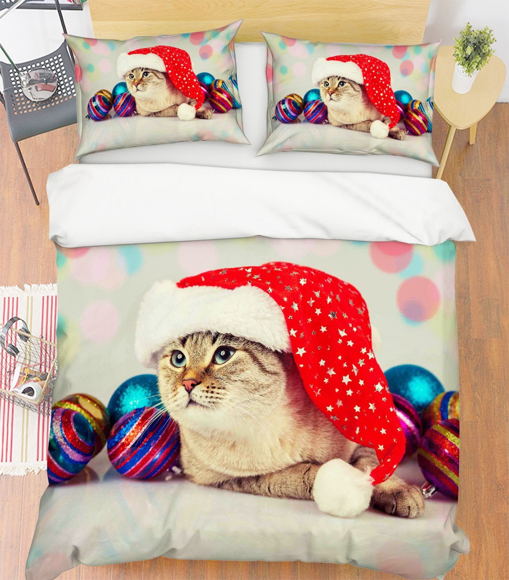 3D Christmas Hat Cat 152 Bed Pillowcases Quilt Wallpaper AJ Wallpaper