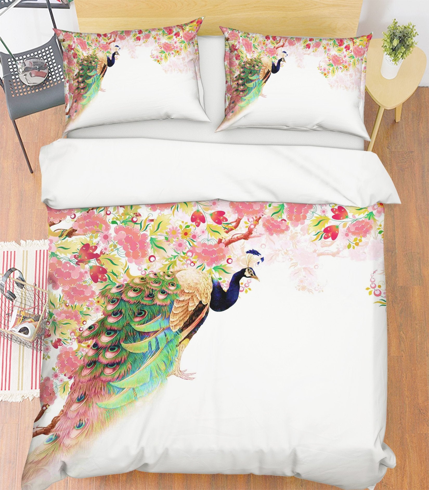 3D Peacock Flower 192 Bed Pillowcases Quilt Wallpaper AJ Wallpaper
