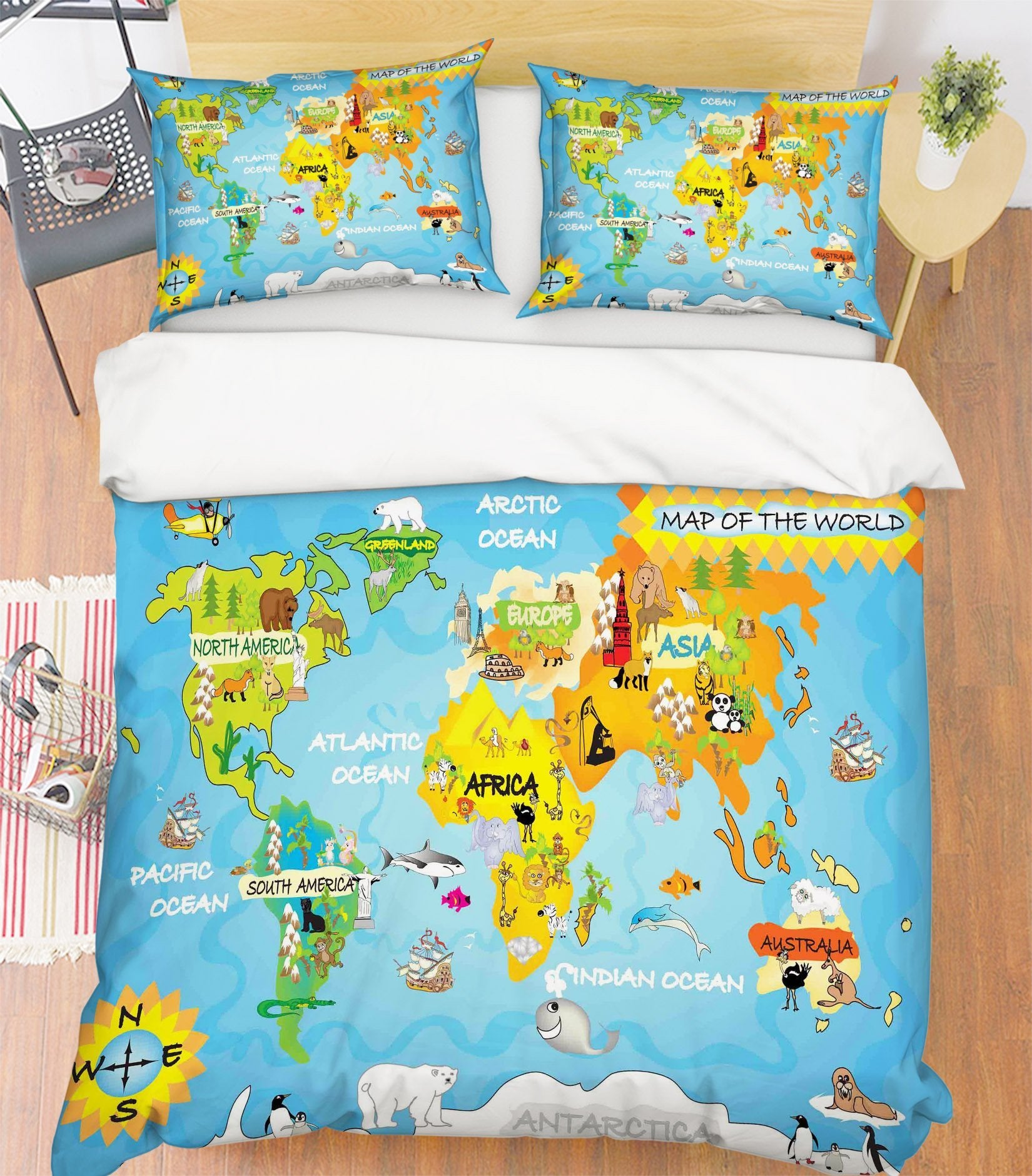 3D Cartoon Map 241 Bed Pillowcases Quilt Wallpaper AJ Wallpaper