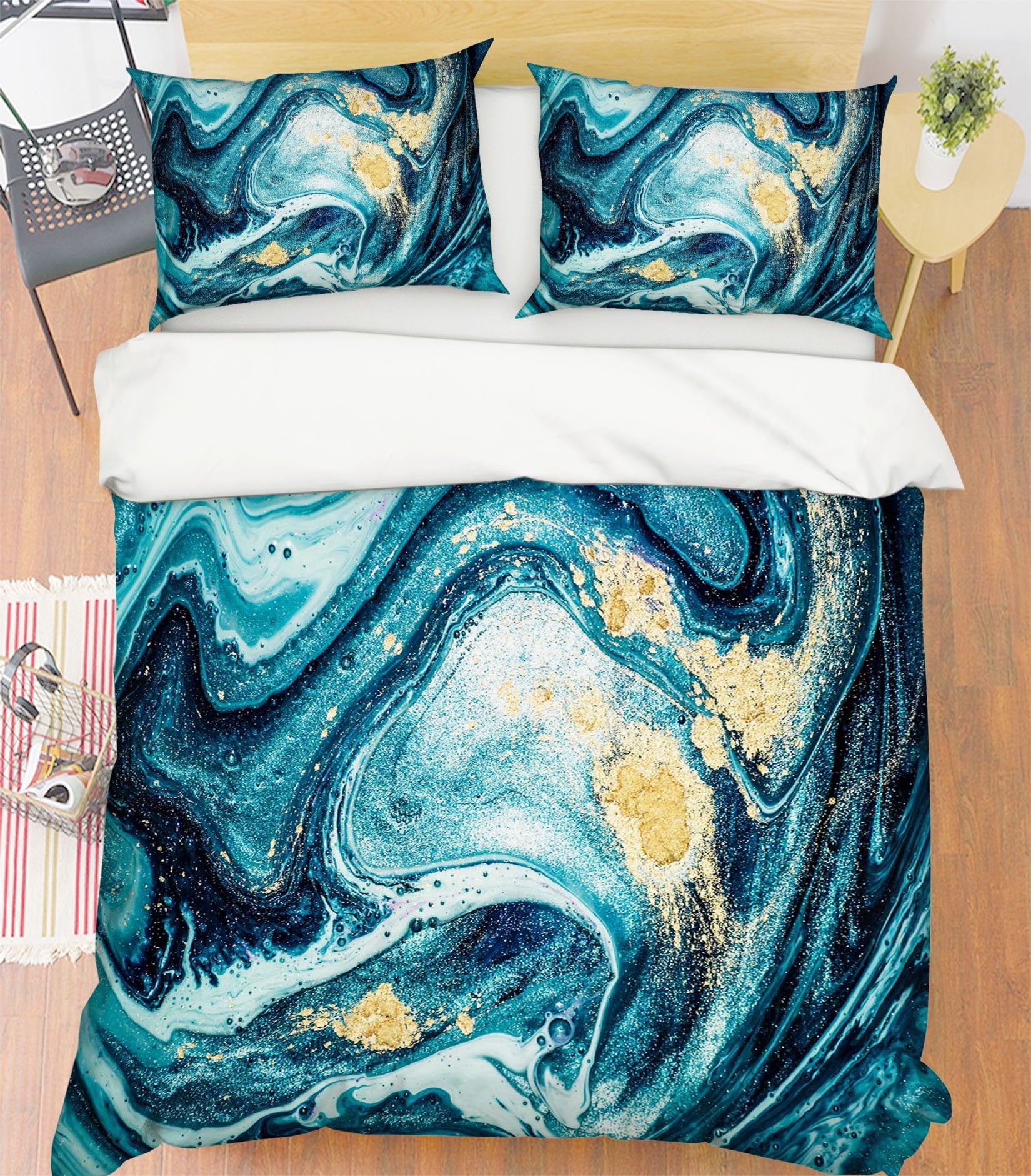 3D Blue Sand Turbulence 068 Bed Pillowcases Quilt Wallpaper AJ Wallpaper