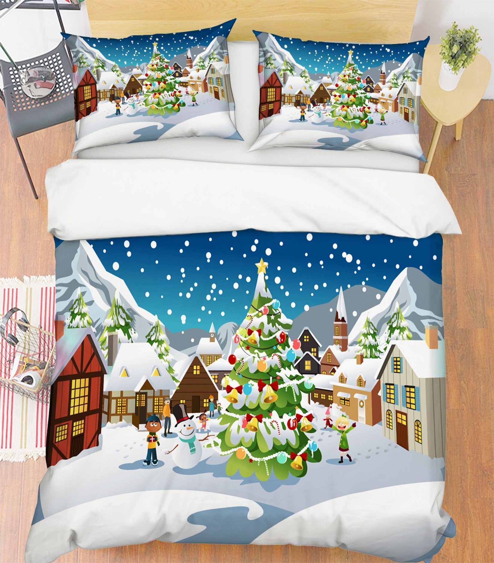 3D Christmas Rural Snow 26 Bed Pillowcases Quilt Quiet Covers AJ Creativity Home