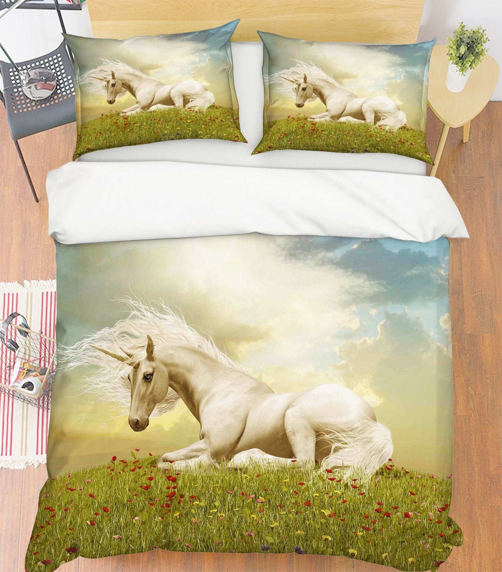 3D Lawn Unicorn 054 Bed Pillowcases Quilt Wallpaper AJ Wallpaper
