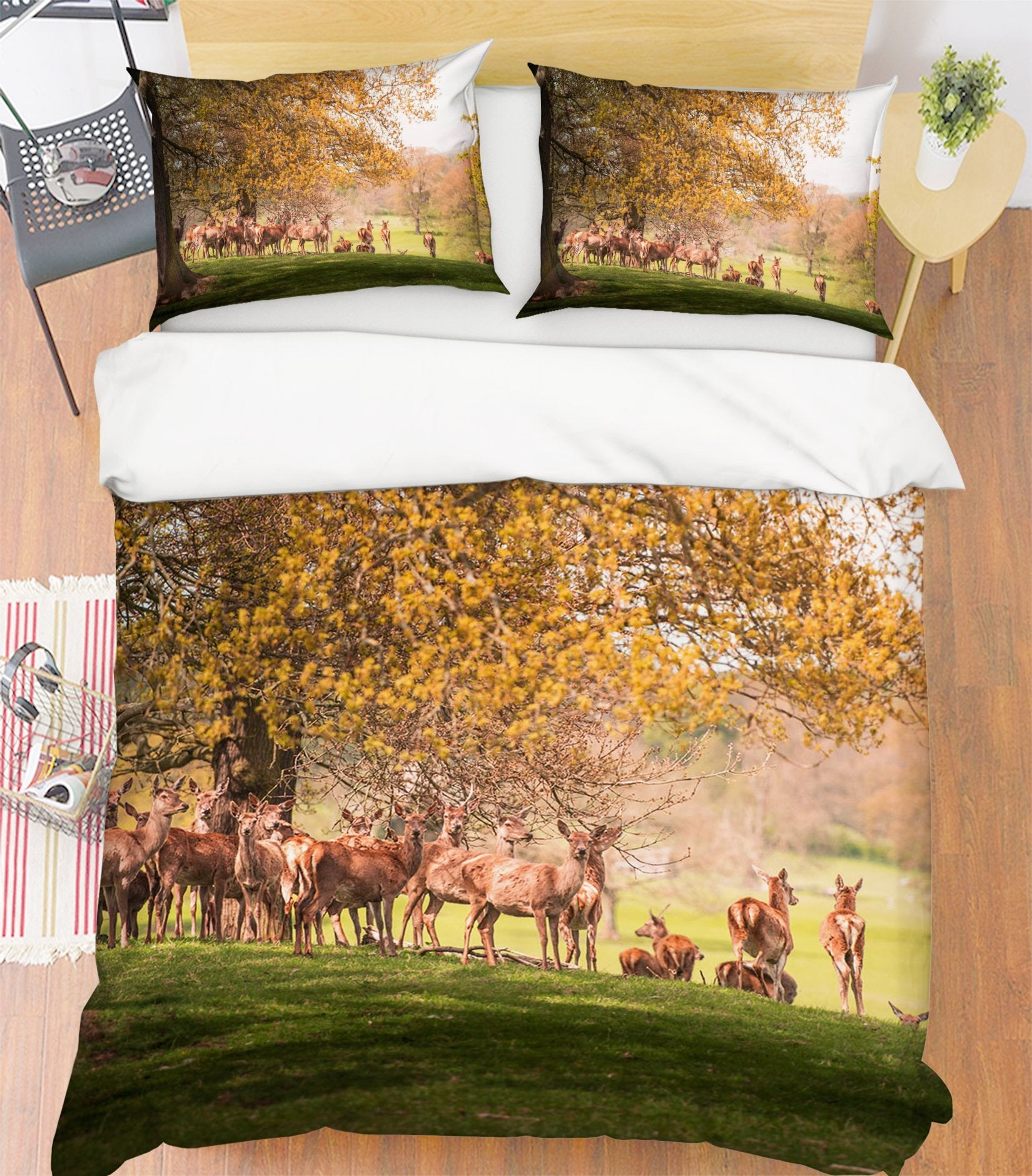 3D Forest Deer 2010 Bed Pillowcases Quilt Quiet Covers AJ Creativity Home