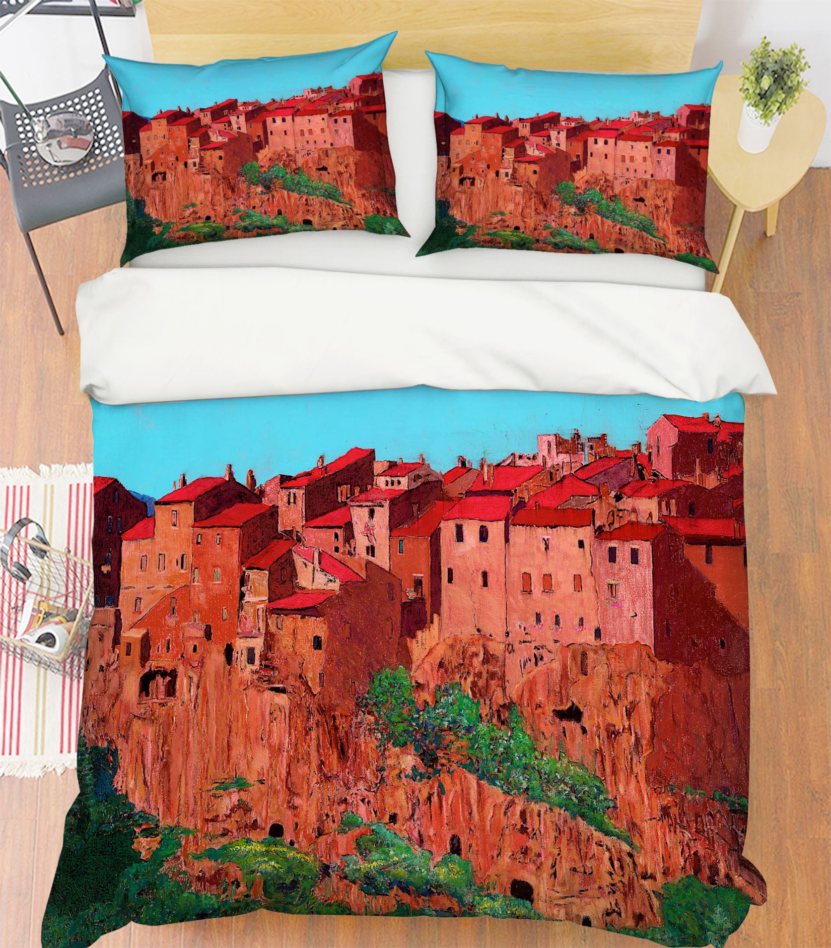 3D Pitigliano Village 2102 Allan P. Friedlander Bedding Bed Pillowcases Quilt