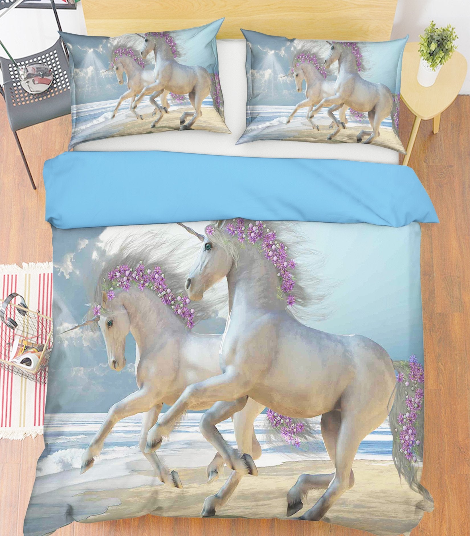 3D Flower Unicorn 034 Bed Pillowcases Quilt Wallpaper AJ Wallpaper