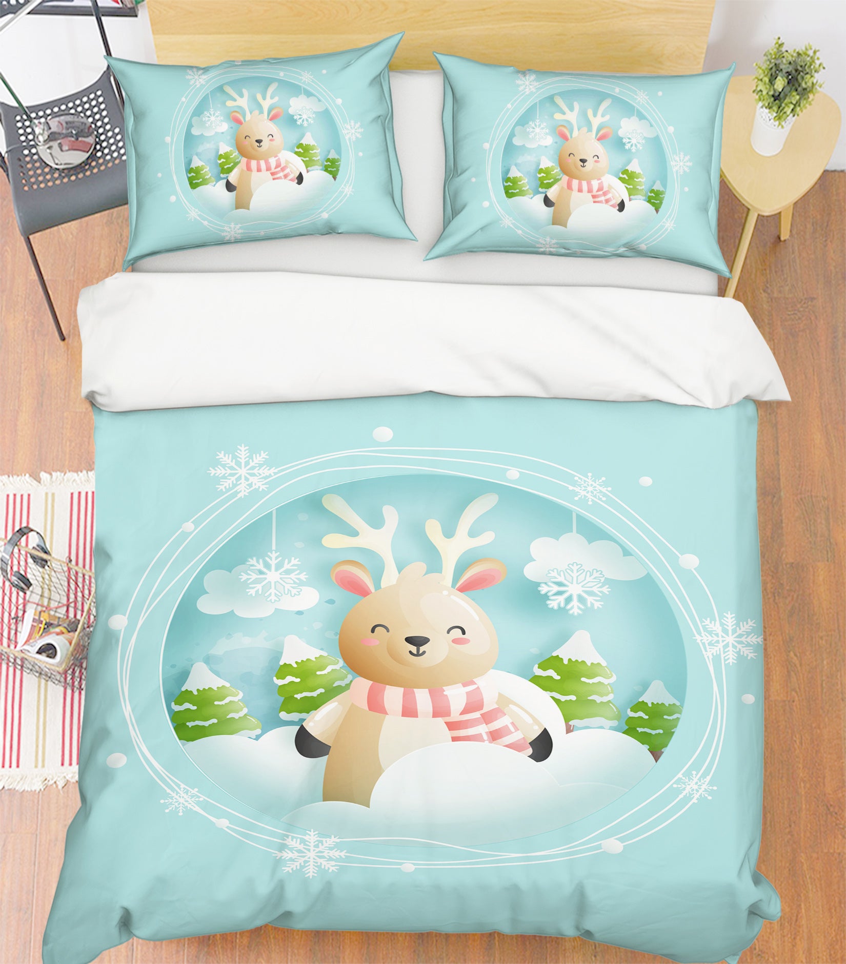 3D Deer Snow 64005 Bed Pillowcases Quilt