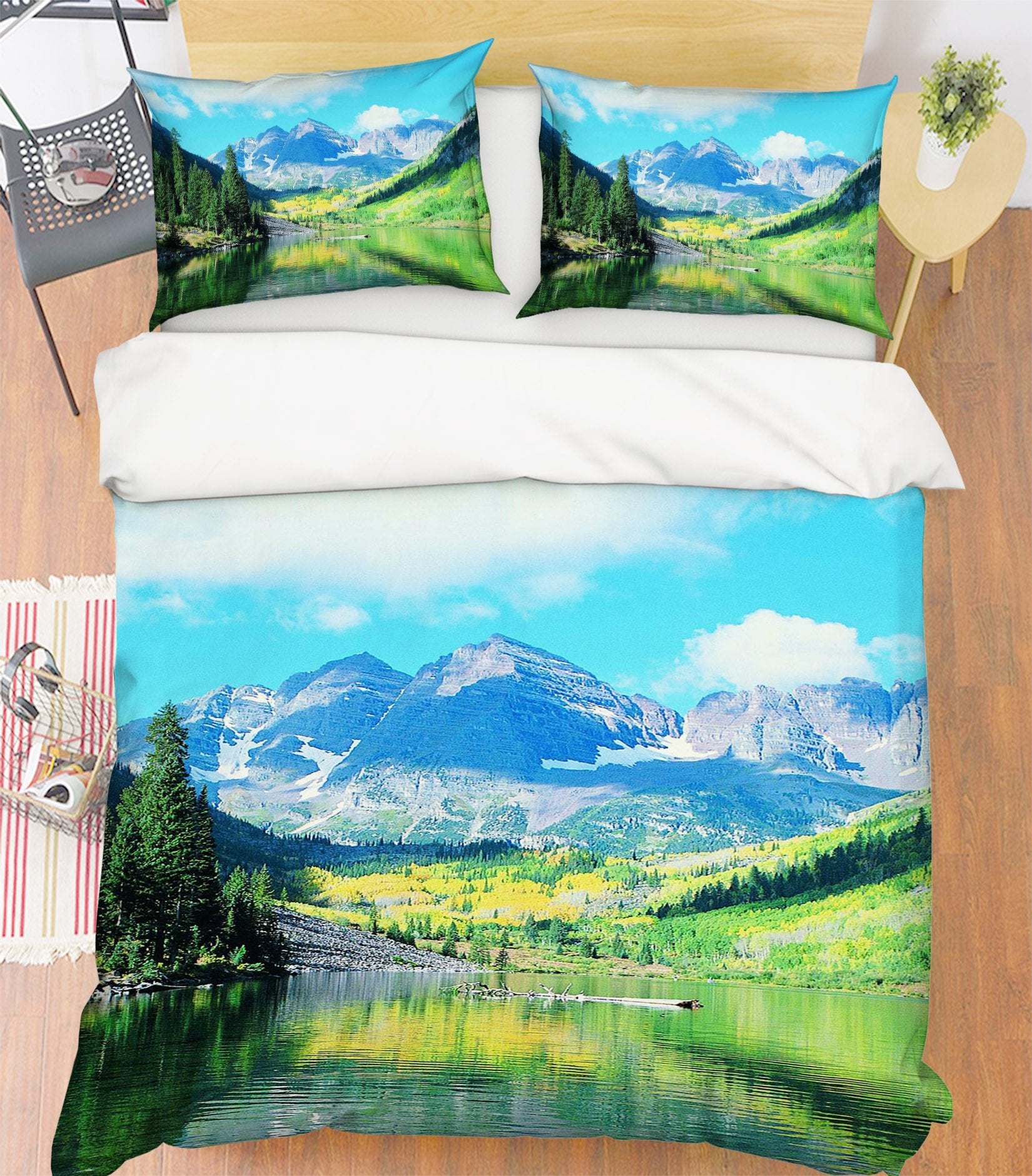 3D Mountain View Lake 082 Bed Pillowcases Quilt Wallpaper AJ Wallpaper
