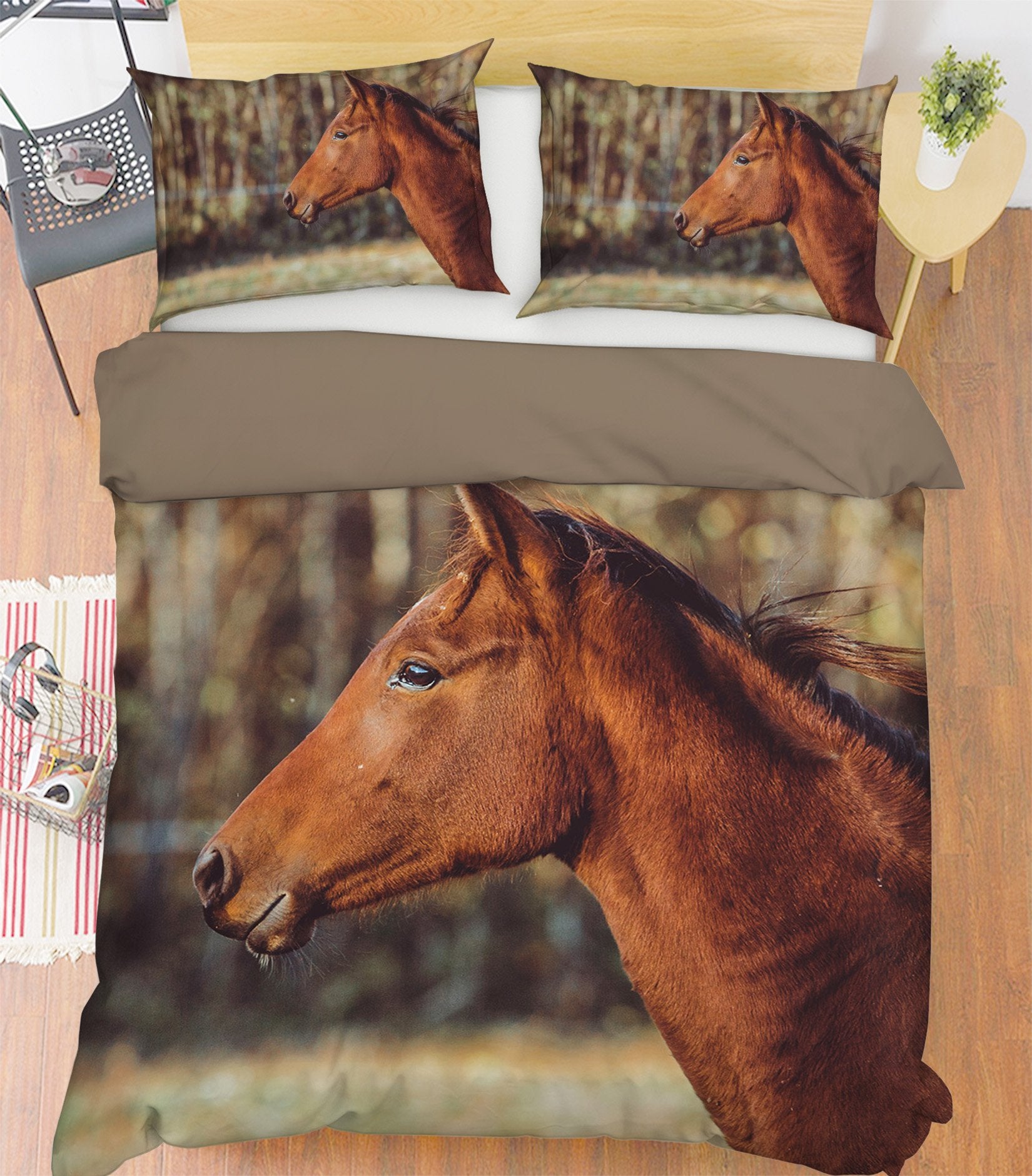 3D Forest Horse 1907 Bed Pillowcases Quilt Quiet Covers AJ Creativity Home