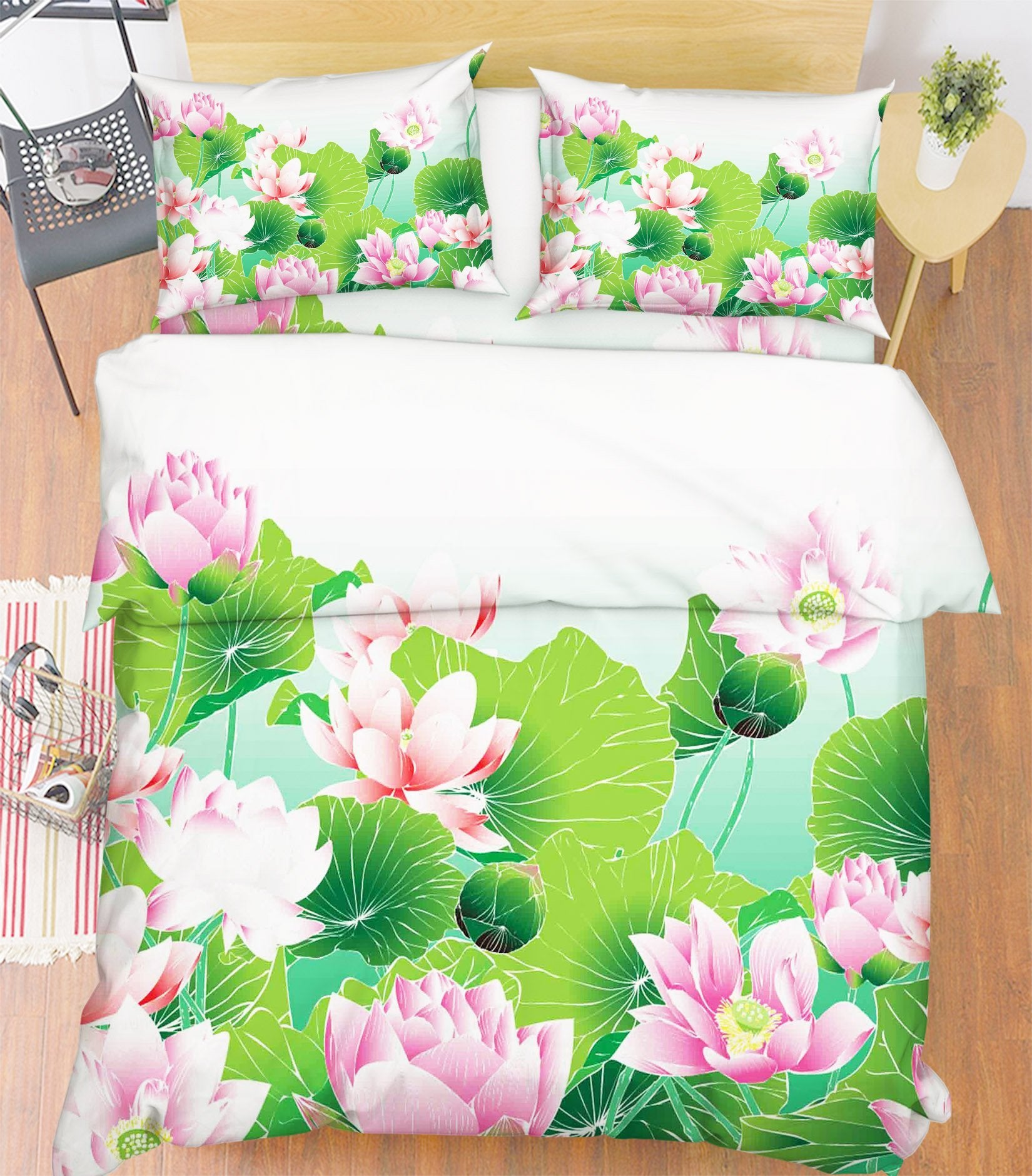3D Lotus Flowers 62 Bed Pillowcases Quilt Wallpaper AJ Wallpaper