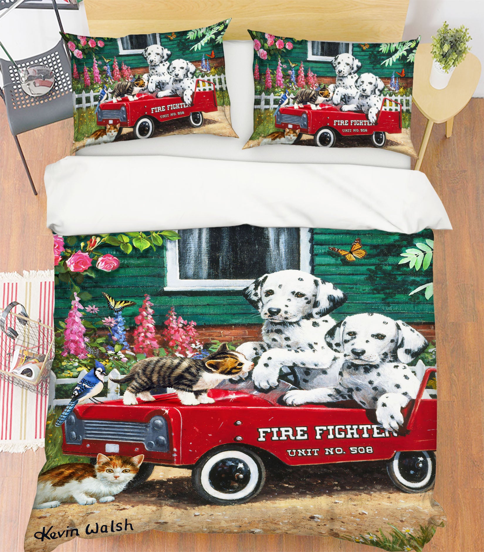 3D Dalmatians Red Car 12508 Kevin Walsh Bedding Bed Pillowcases Quilt