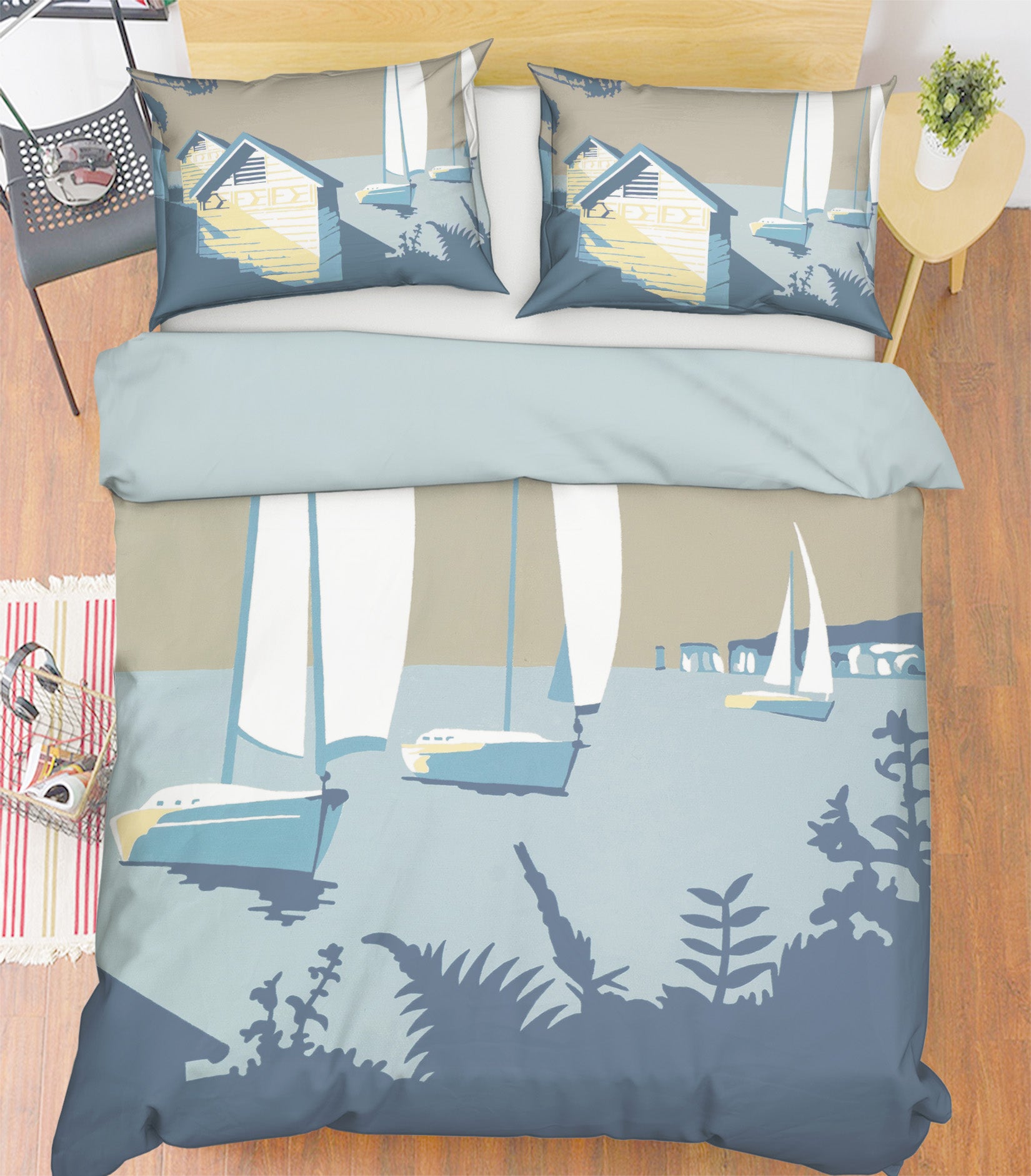 3D Sandbanks And The Purbecks 2051 Steve Read Bedding Bed Pillowcases Quilt