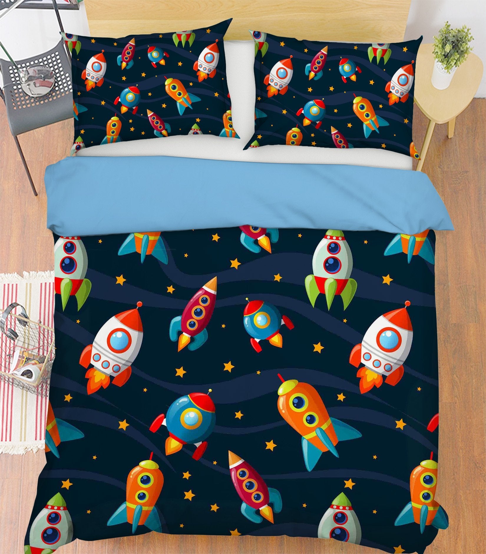 3D Rocket Stars 053 Bed Pillowcases Quilt Wallpaper AJ Wallpaper
