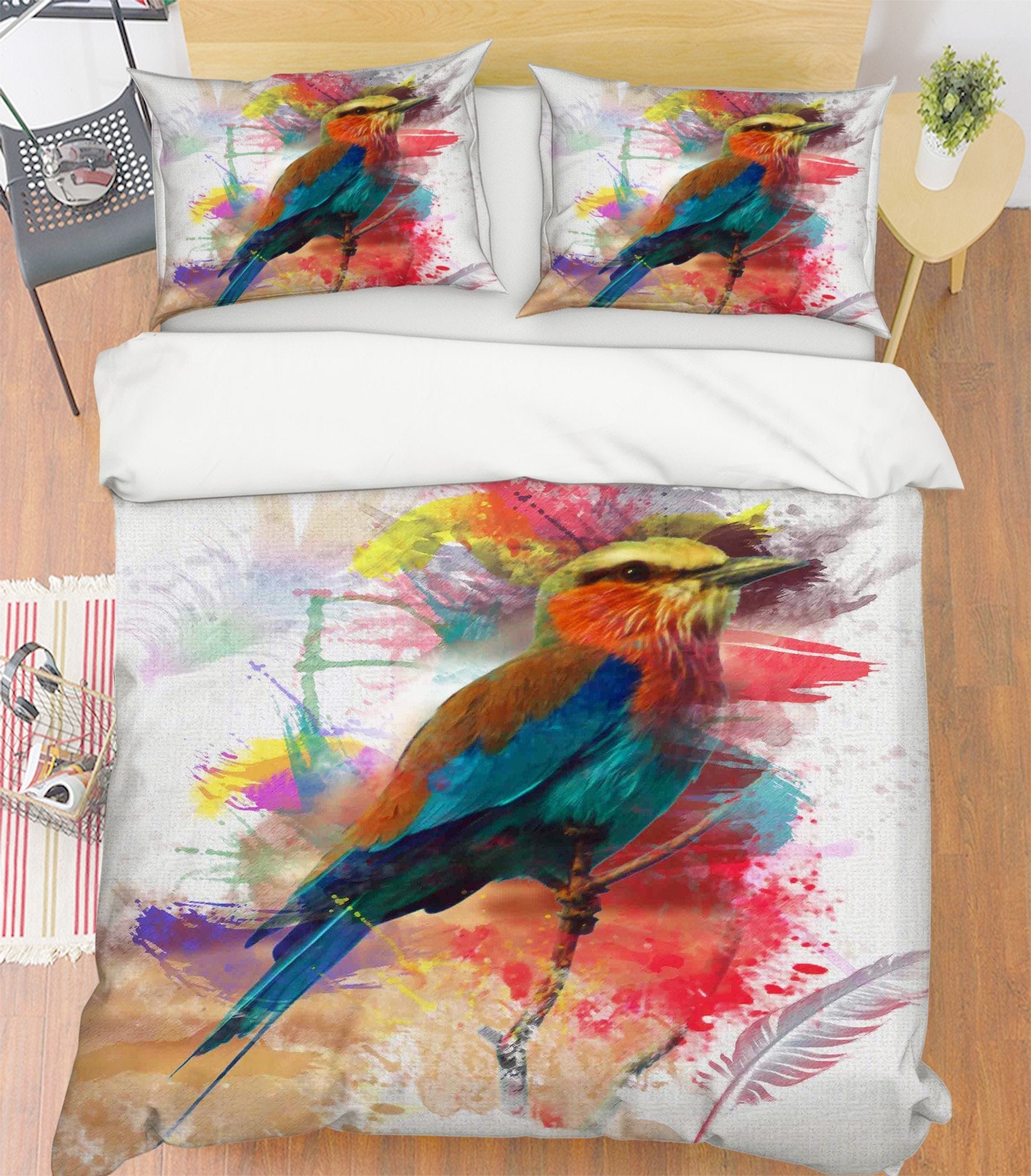 3D Bird Feather 021 Bed Pillowcases Quilt Wallpaper AJ Wallpaper