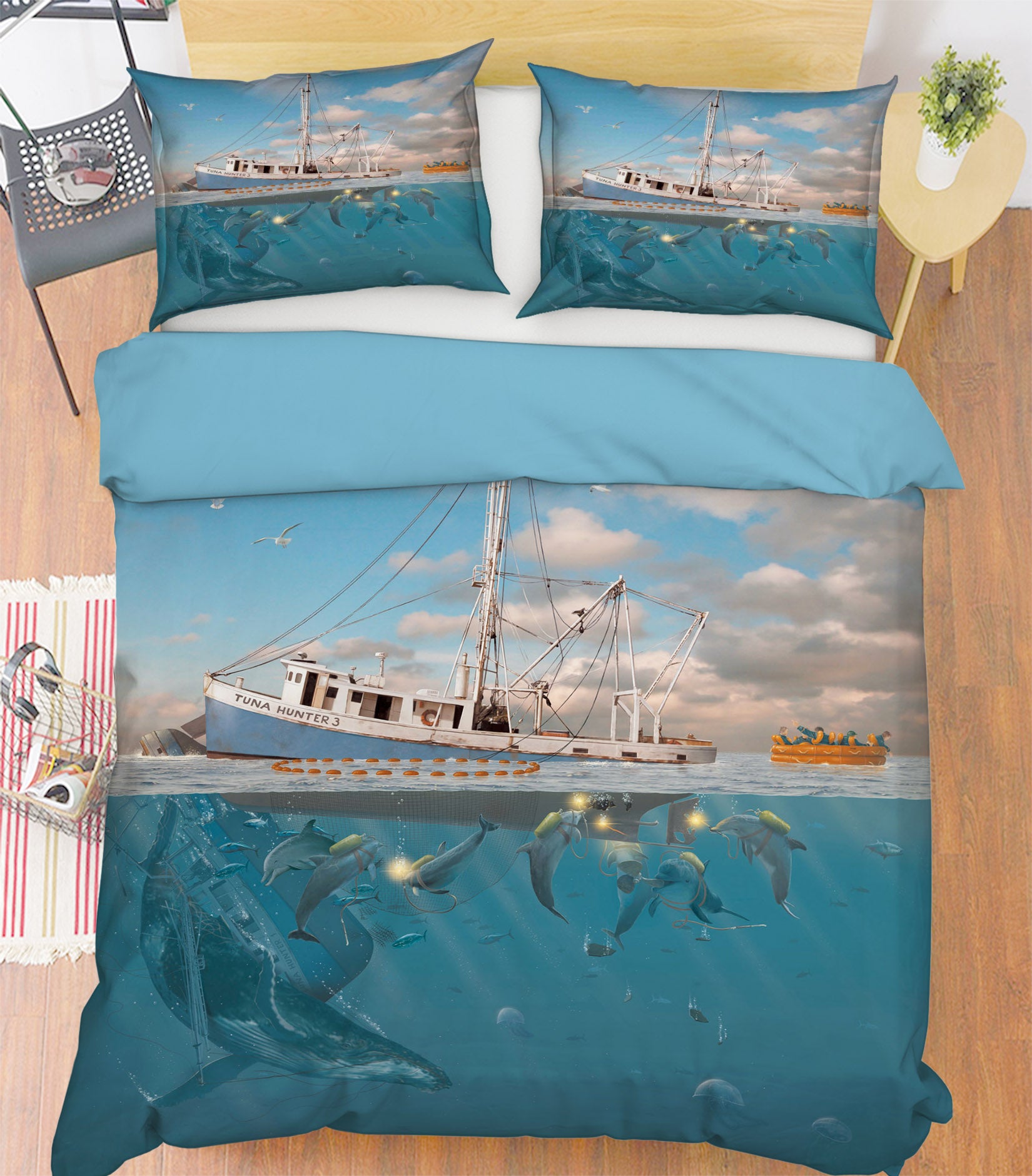 3D Rage Of The Dolphin 071 Bed Pillowcases Quilt Exclusive Designer Vincent